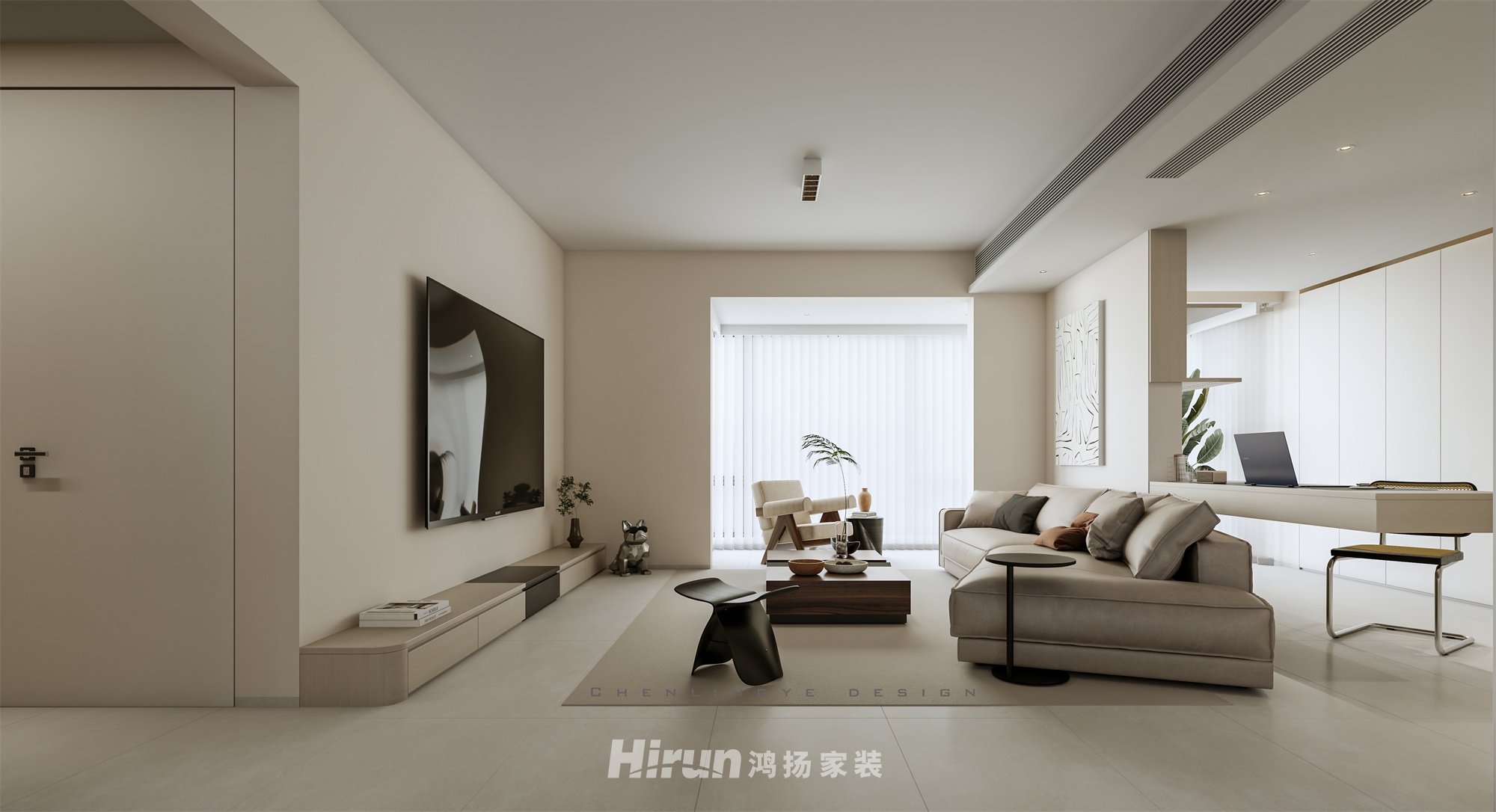 旭輝國悅府133㎡北歐之光三居室 裝修案例效果圖-1