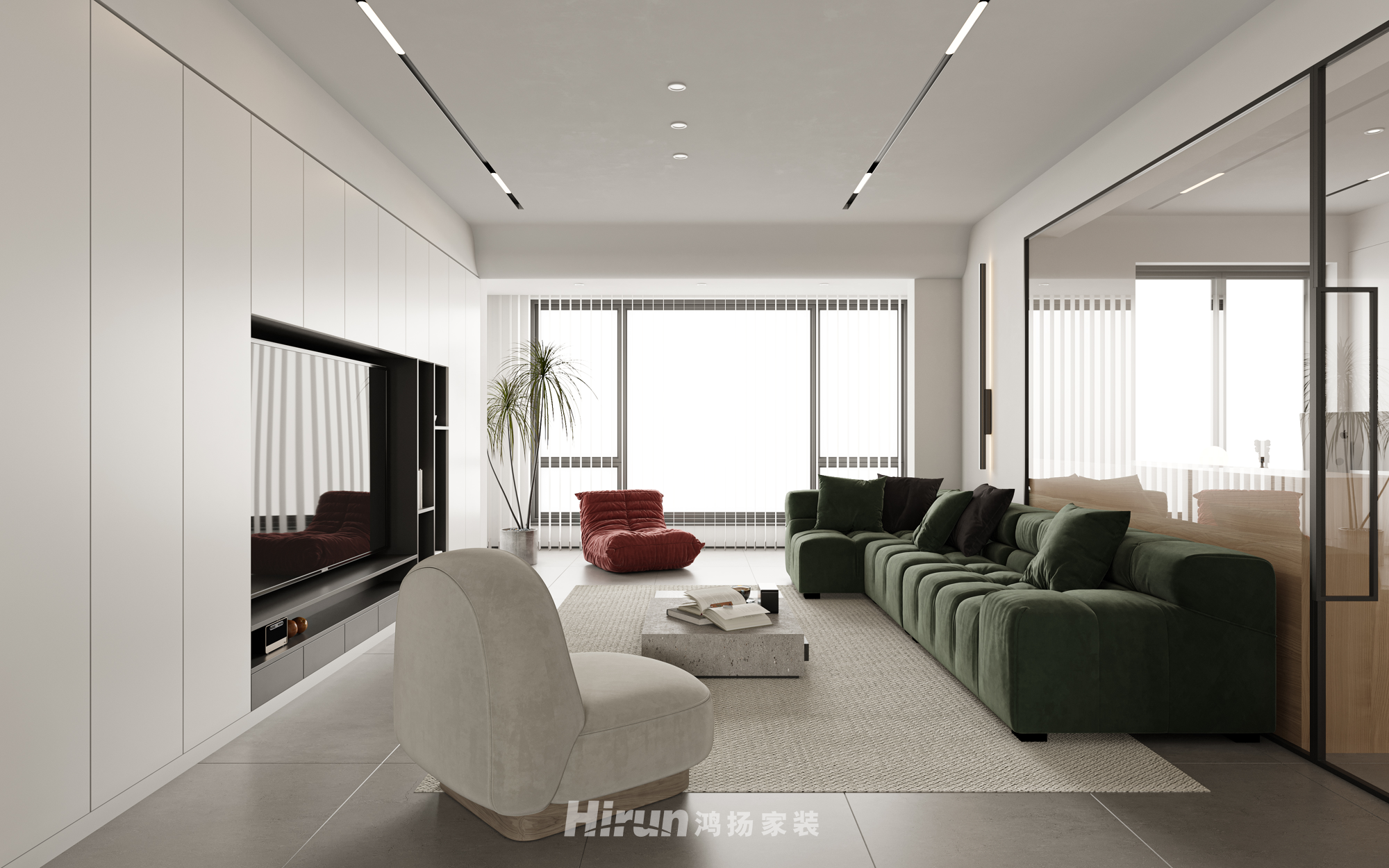 美的梧桐莊園160㎡極簡詫寂四居室 裝修案例效果圖-4