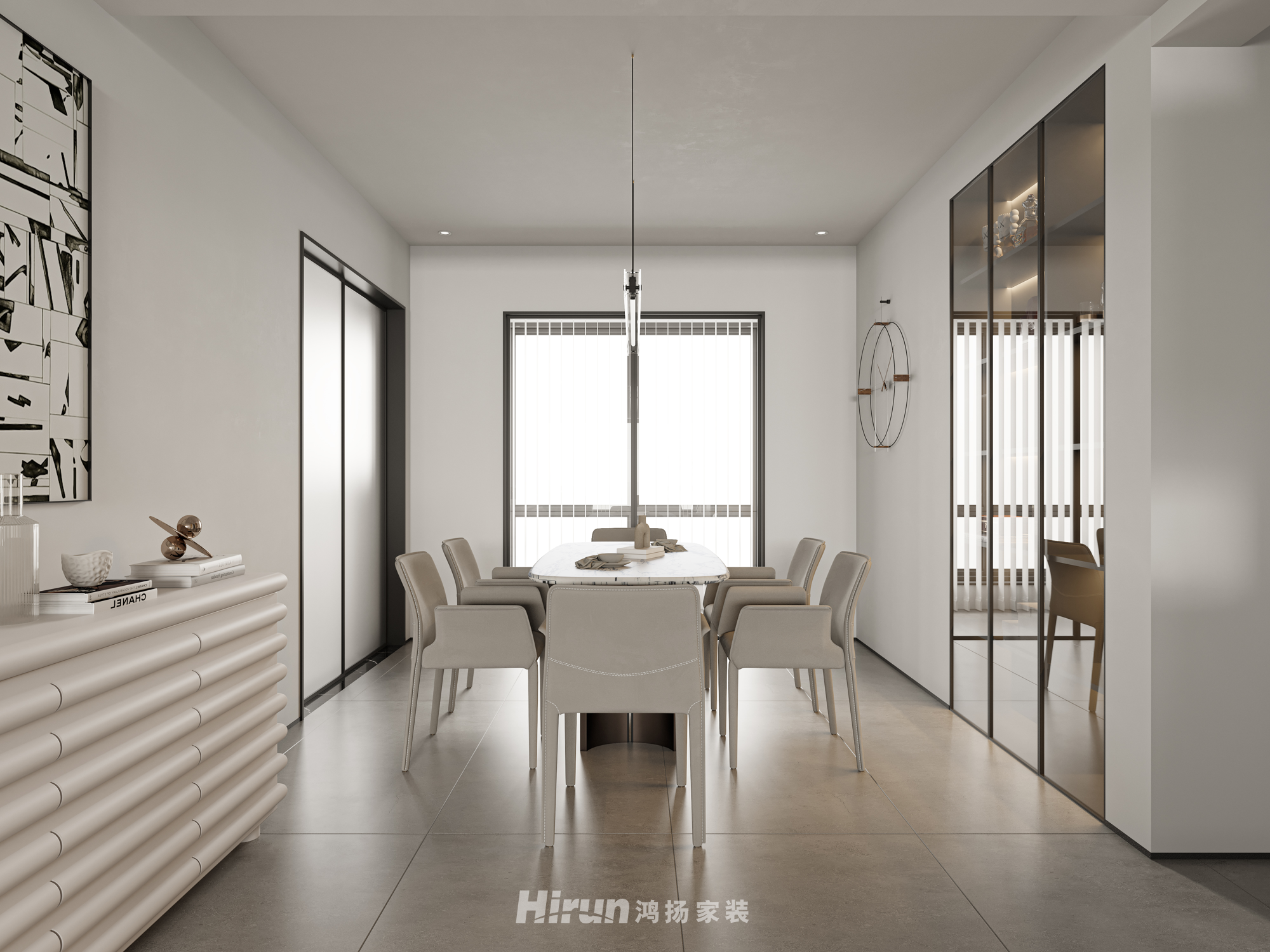 美的梧桐莊園160㎡極簡詫寂四居室 裝修案例效果圖-5