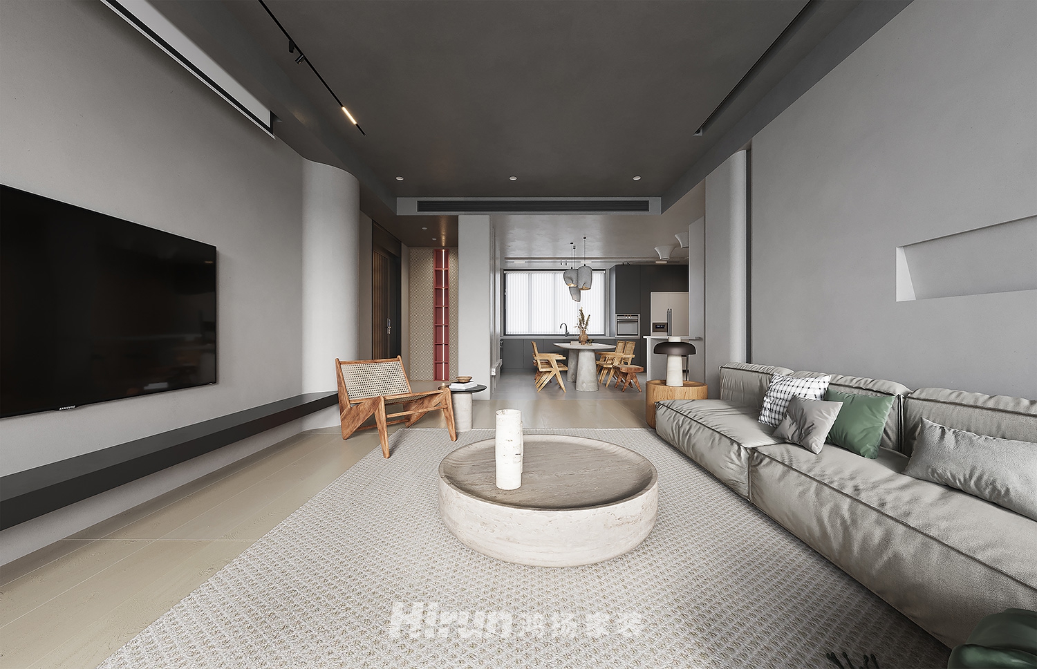 濱江御苑-簡.舍130㎡復(fù)古風(fēng)潮三居室 裝修案例效果圖-6