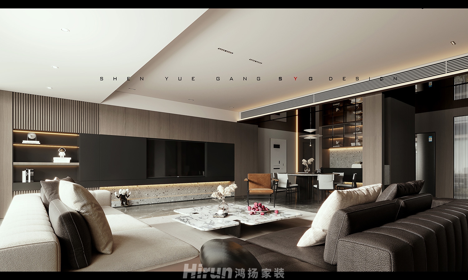 長(zhǎng)沙悅府216㎡雅致現(xiàn)代四居室 裝修案例效果圖-2