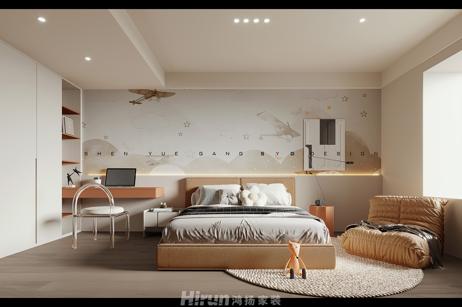 長(zhǎng)沙悅府216㎡雅致現(xiàn)代四居室 裝修案例效果圖-3