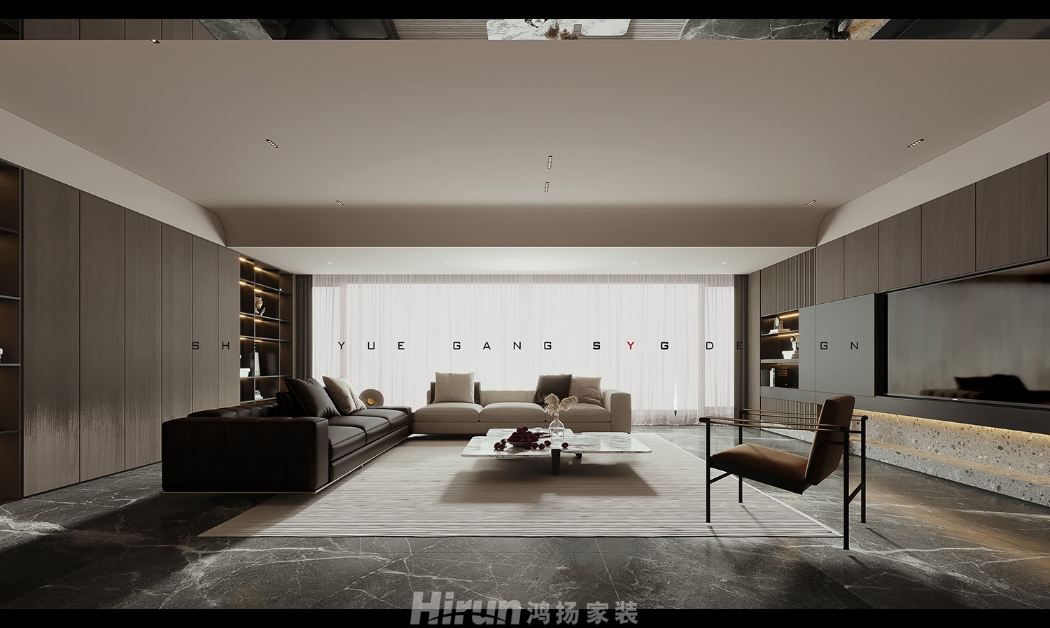 長(zhǎng)沙悅府216㎡雅致現(xiàn)代四居室 裝修案例效果圖-4