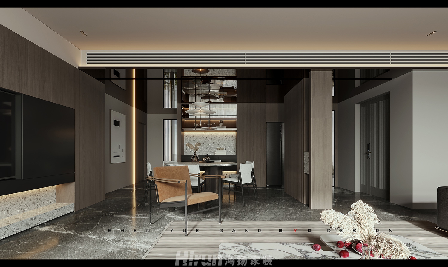 長(zhǎng)沙悅府216㎡雅致現(xiàn)代四居室 裝修案例效果圖-5