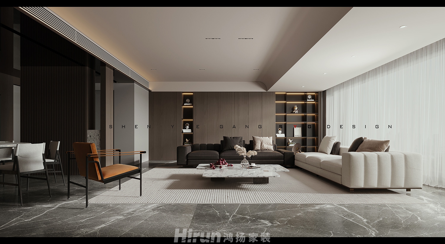 長(zhǎng)沙悅府216㎡雅致現(xiàn)代四居室 裝修案例效果圖-6