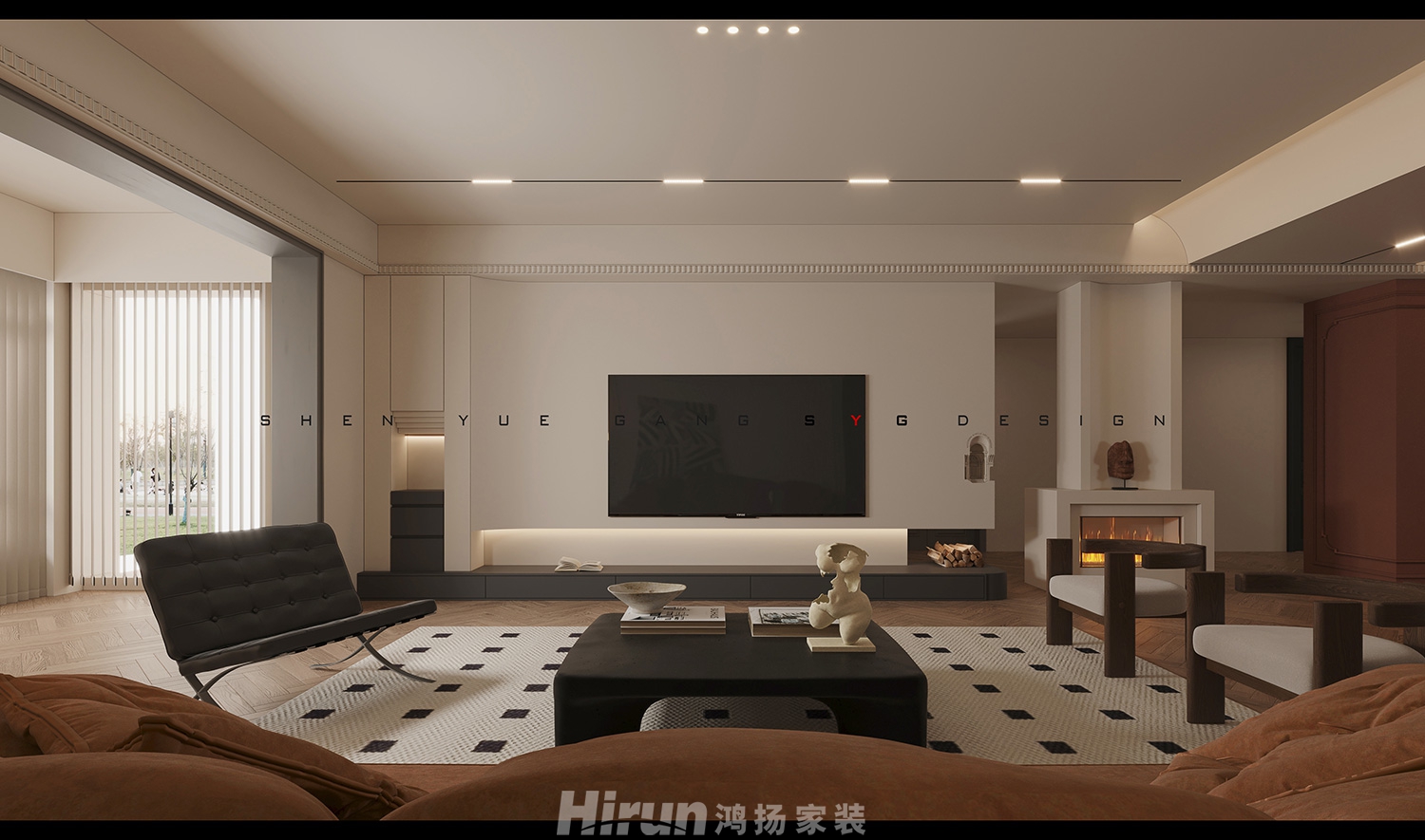 楚天逸品290㎡復古風潮大平層 裝修案例效果圖-3