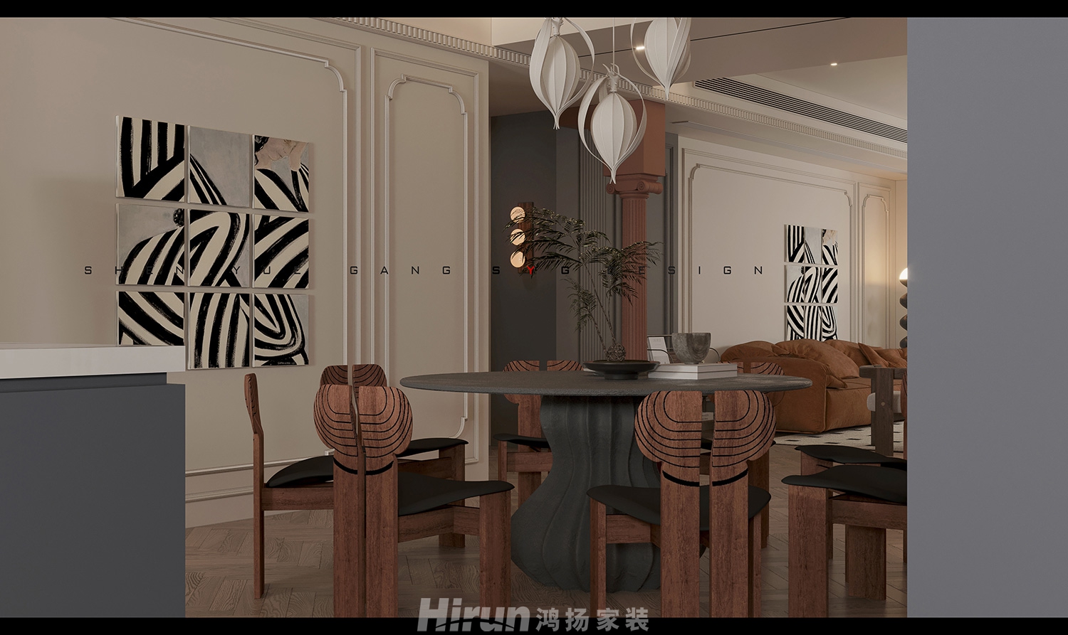 楚天逸品290㎡復古風潮大平層 裝修案例效果圖-7