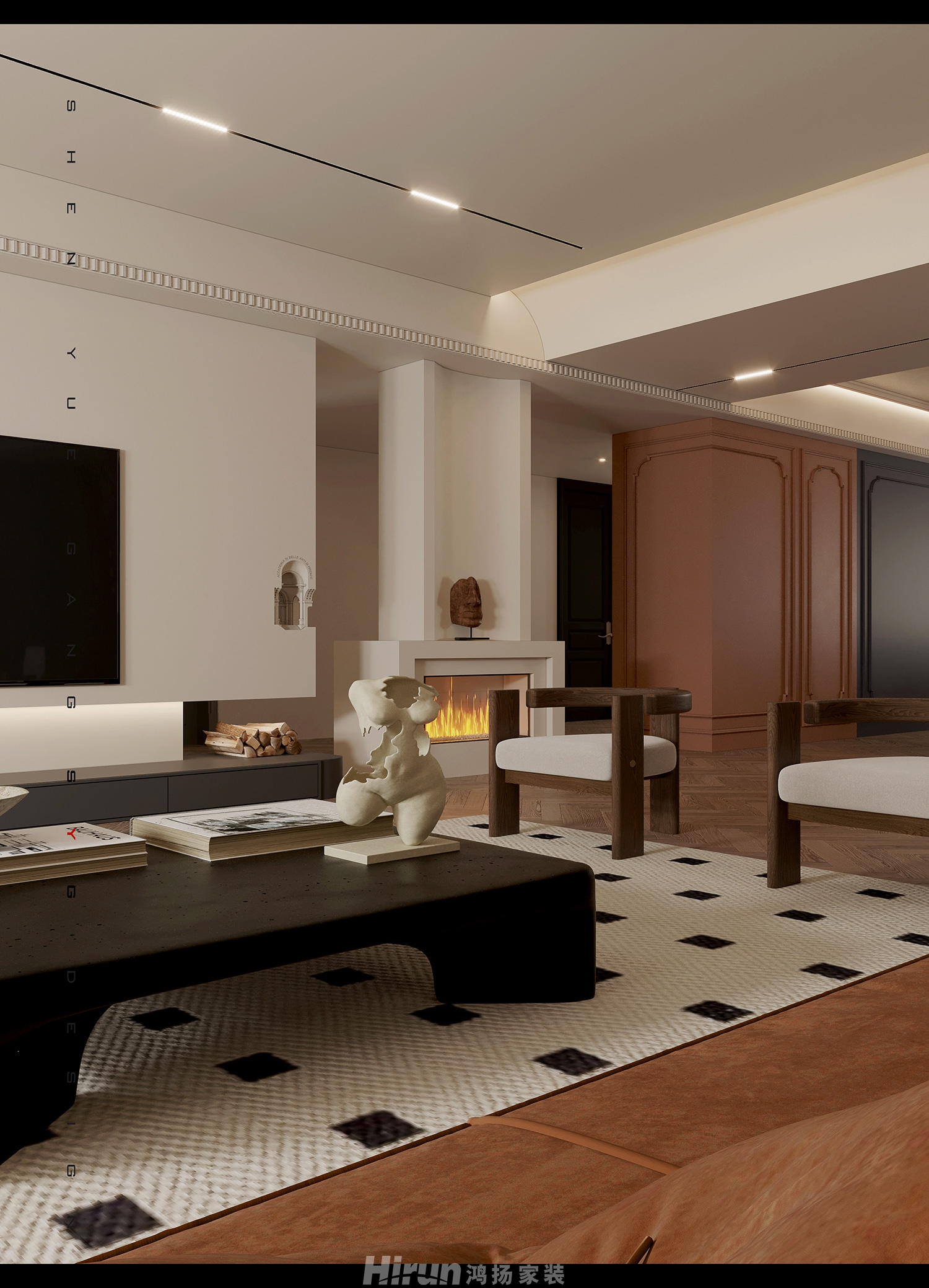 楚天逸品290㎡復古風潮大平層 裝修案例效果圖-9