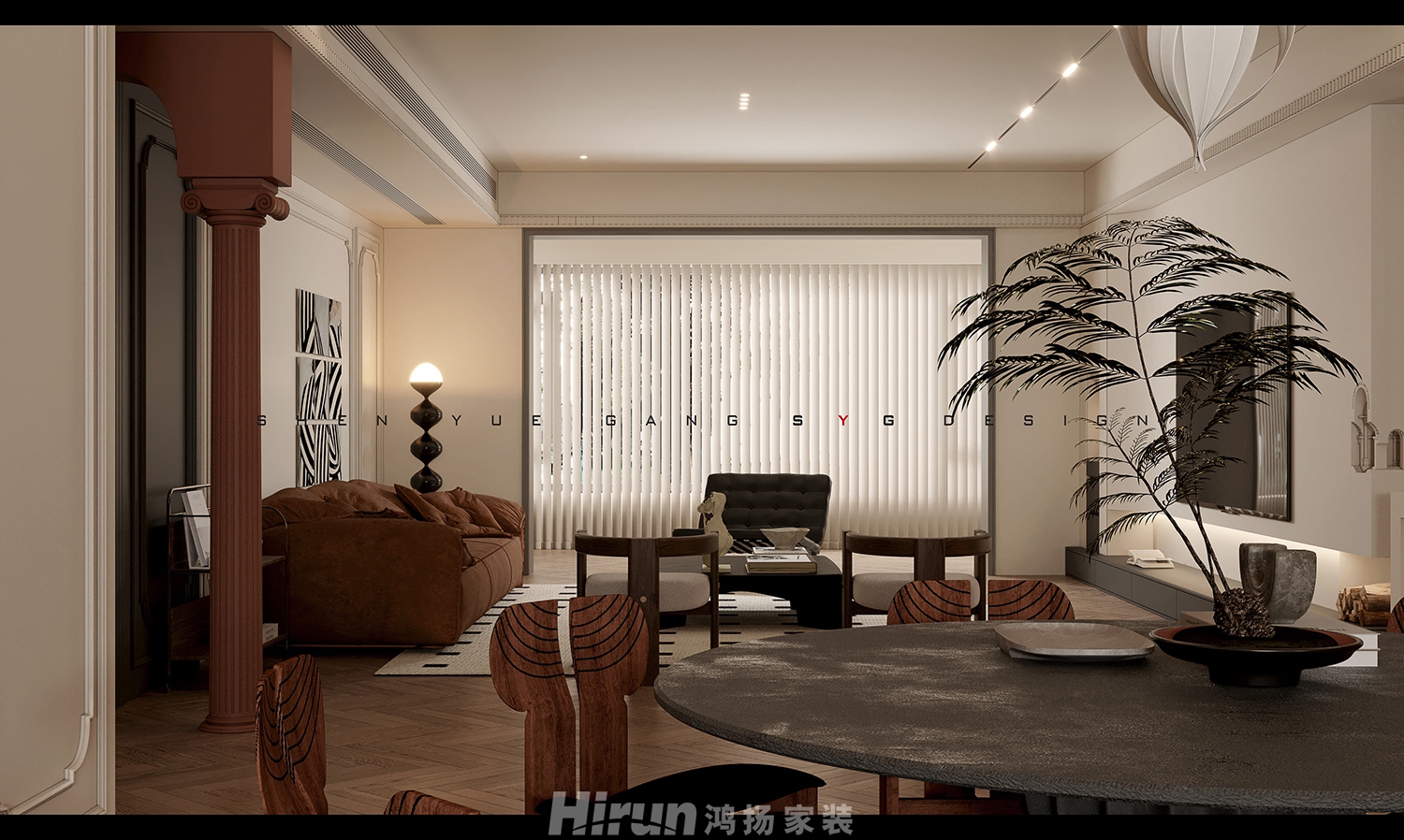 楚天逸品290㎡復古風潮大平層 裝修案例效果圖-6