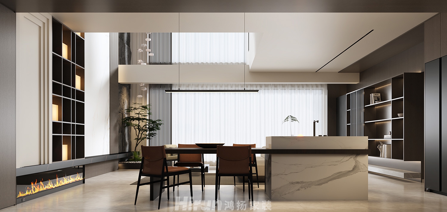 建發·玖洲觀瀾131㎡新裝飾主義復式 裝修案例效果圖-1