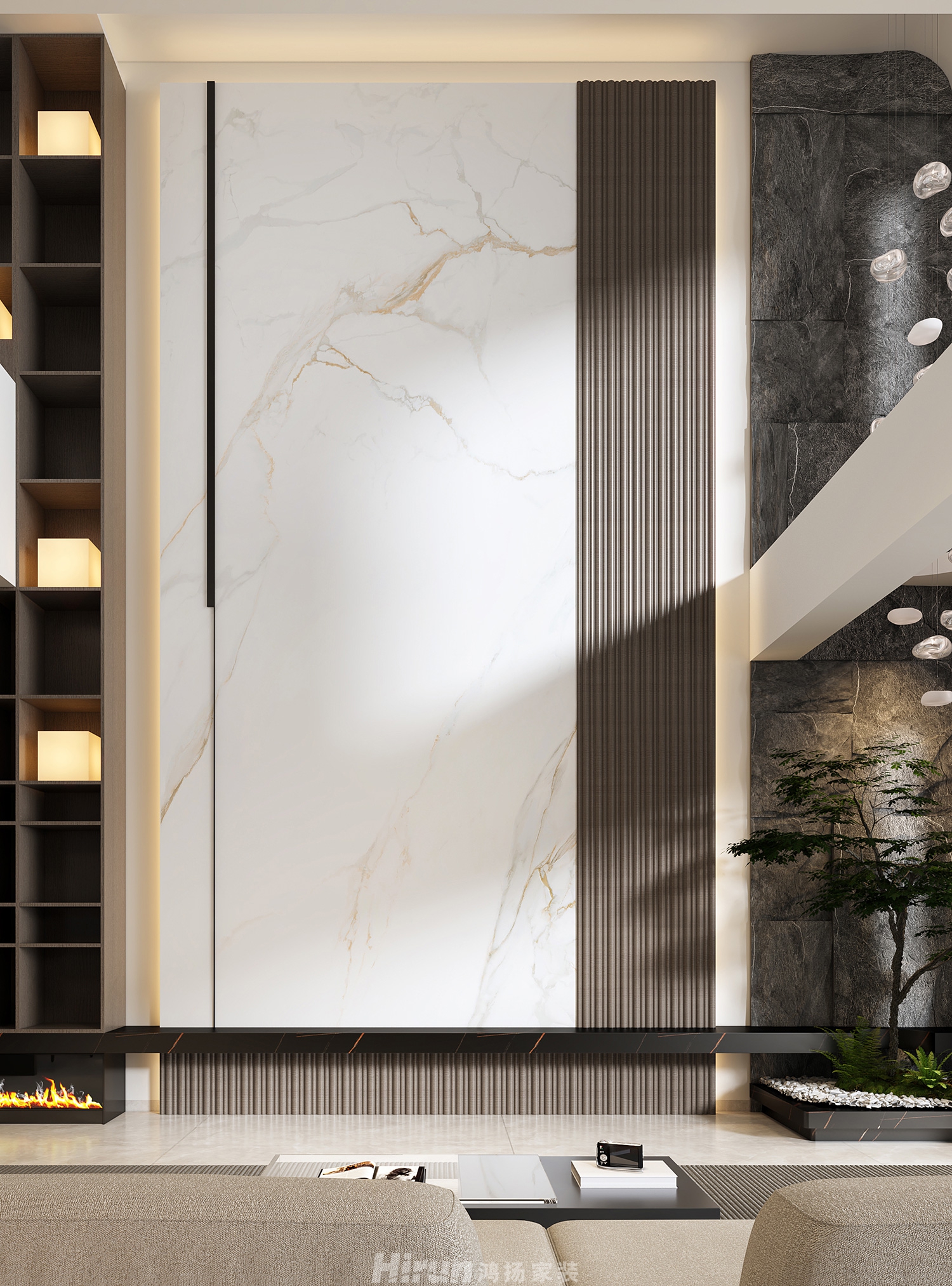 建發·玖洲觀瀾131㎡新裝飾主義復式 裝修案例效果圖-6