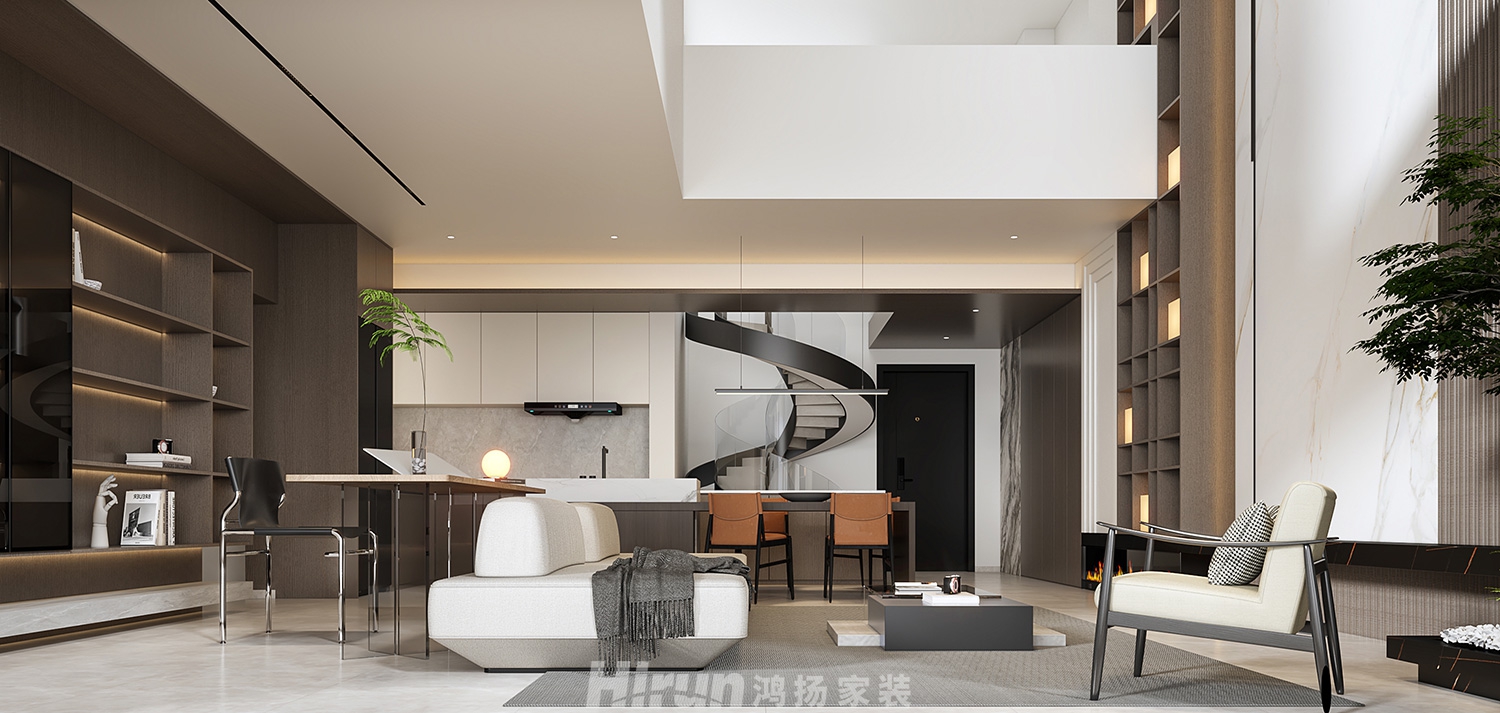 建發·玖洲觀瀾131㎡新裝飾主義復式 裝修案例效果圖-4