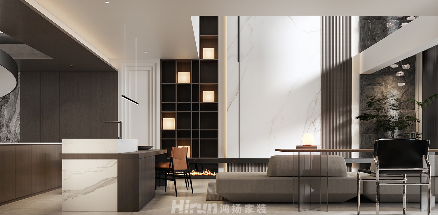 建發·玖洲觀瀾131㎡新裝飾主義復式 裝修案例效果圖-3