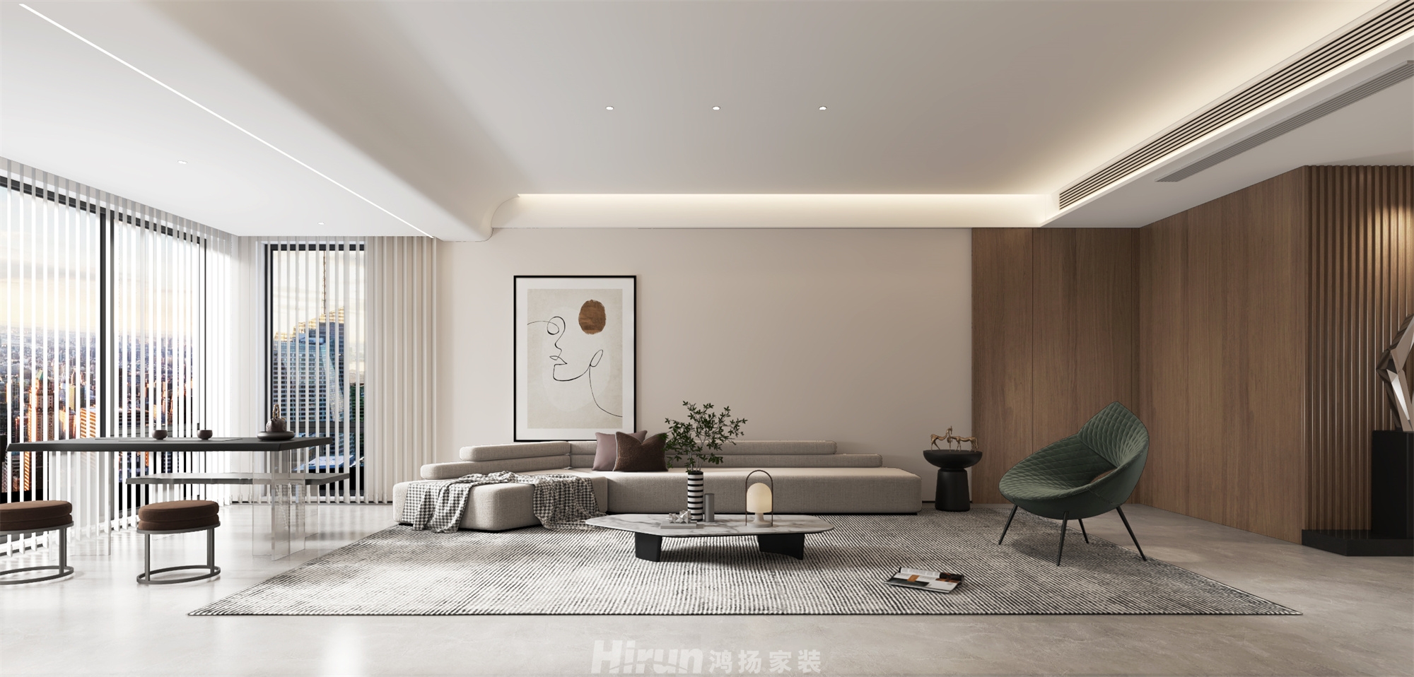 梅溪華府240㎡新裝飾主義大平層 裝修案例效果圖-3