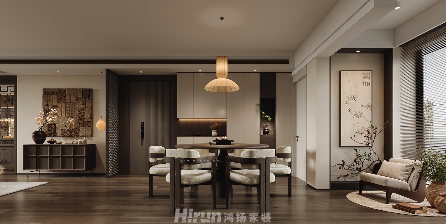 建發玖洲和璽148㎡復合寫意四居室 裝修案例效果圖-3