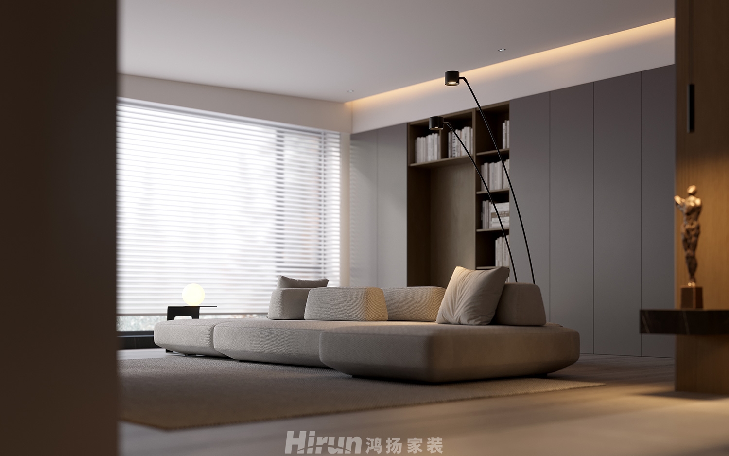 洋湖映190㎡雅致現代四居室 裝修案例效果圖-3