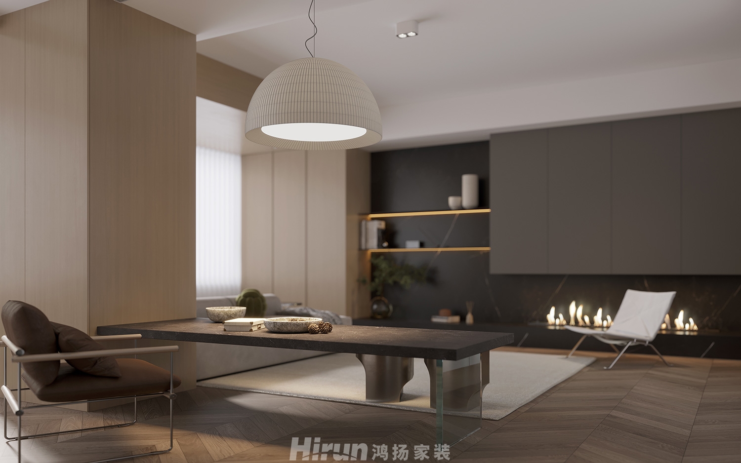 長房領秀時代130㎡雅致現代四居室 裝修案例效果圖-4