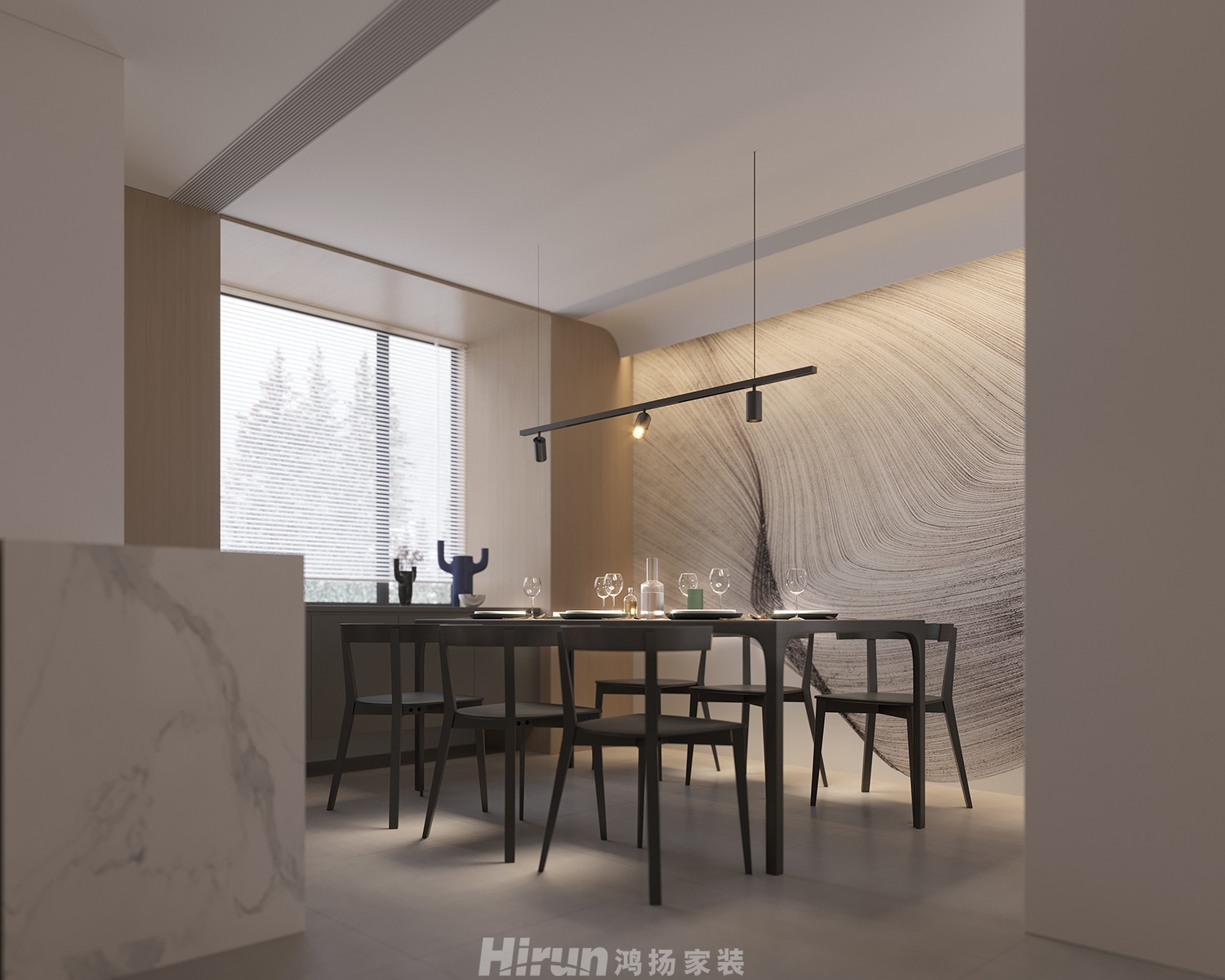 長房領秀時代130㎡雅致現代四居室 裝修案例效果圖-5