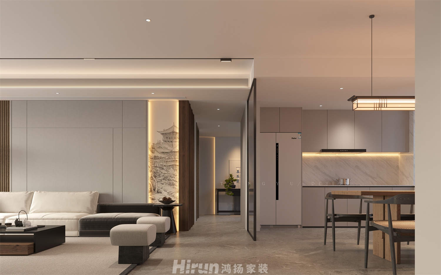 長沙潤府188㎡意境東方大平層 裝修案例效果圖-3