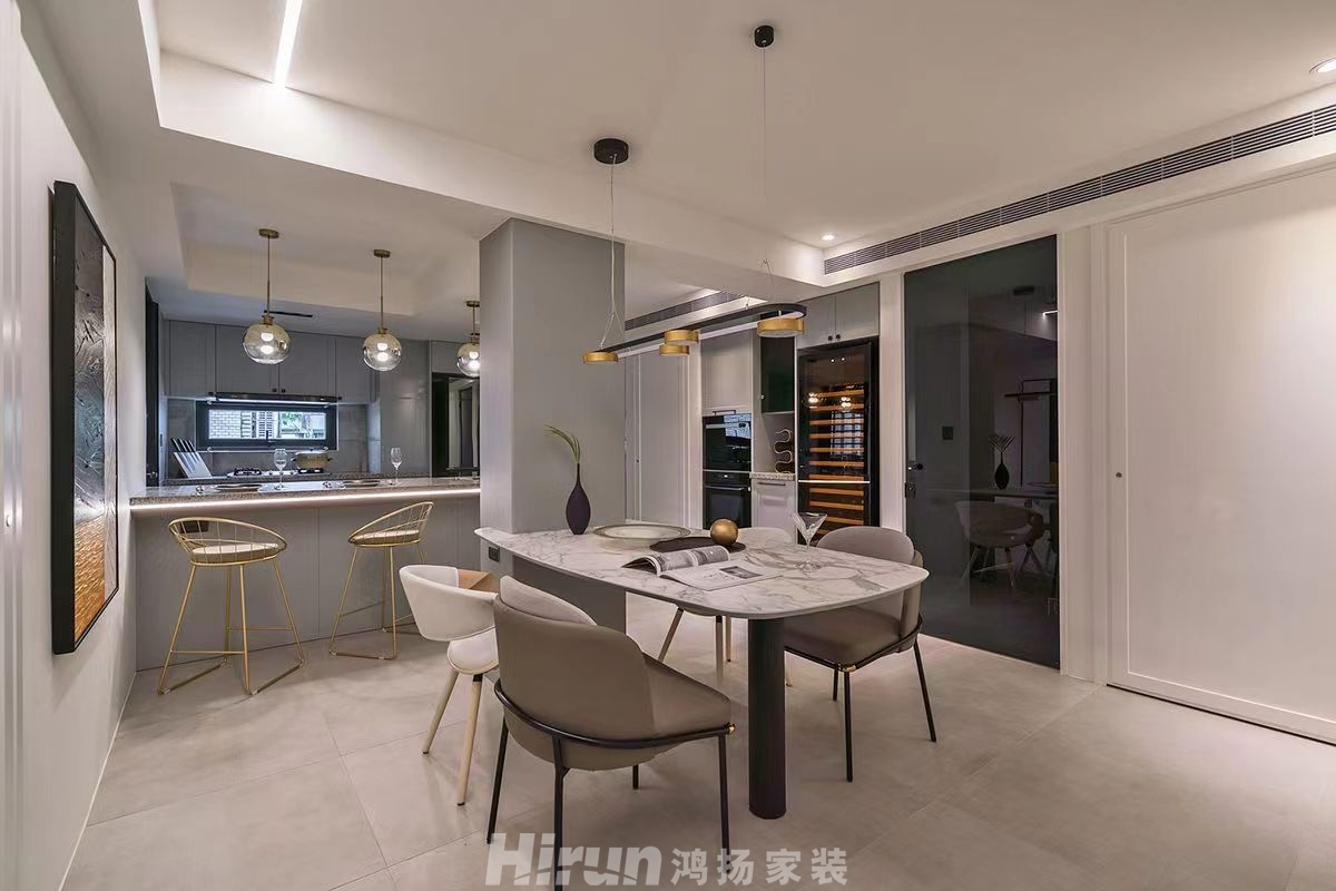 江山帝景130㎡極簡(jiǎn)詫寂四居室 裝修案例效果圖-3