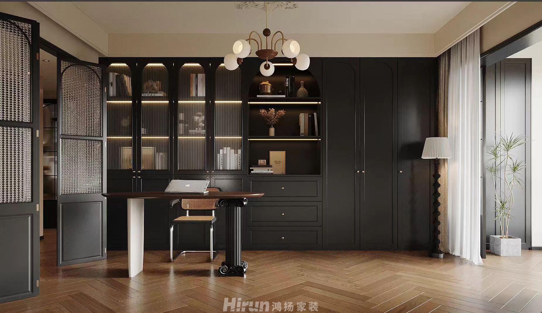 昕悅府150㎡復古風潮四居室 裝修案例效果圖-1