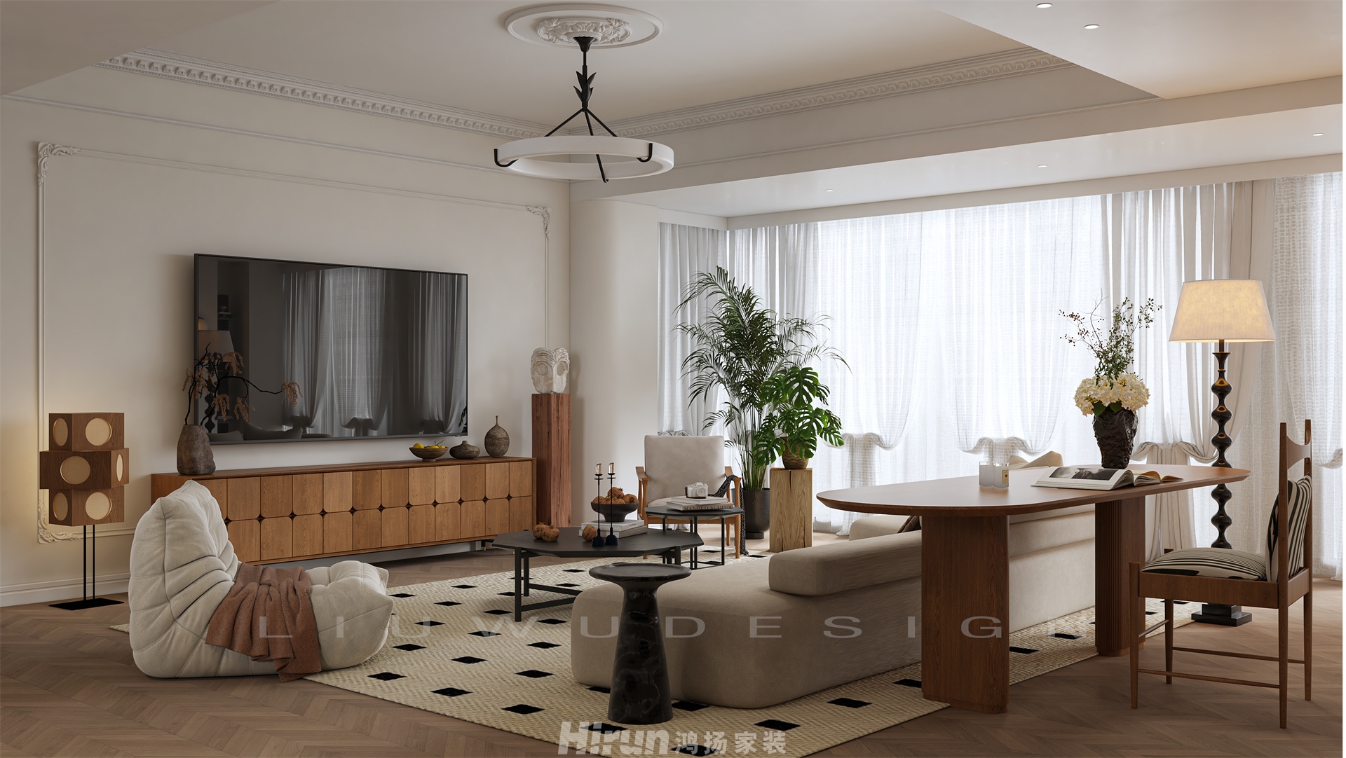 寶能公館165㎡復古風潮大平層 裝修案例效果圖-3