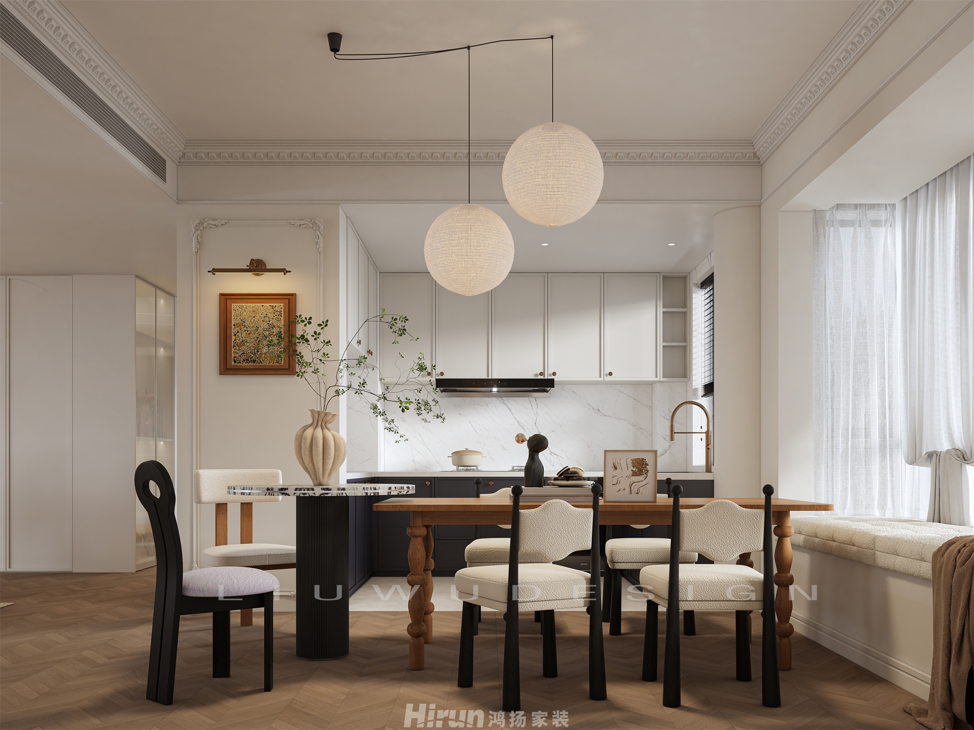 寶能公館165㎡復古風潮大平層 裝修案例效果圖-4