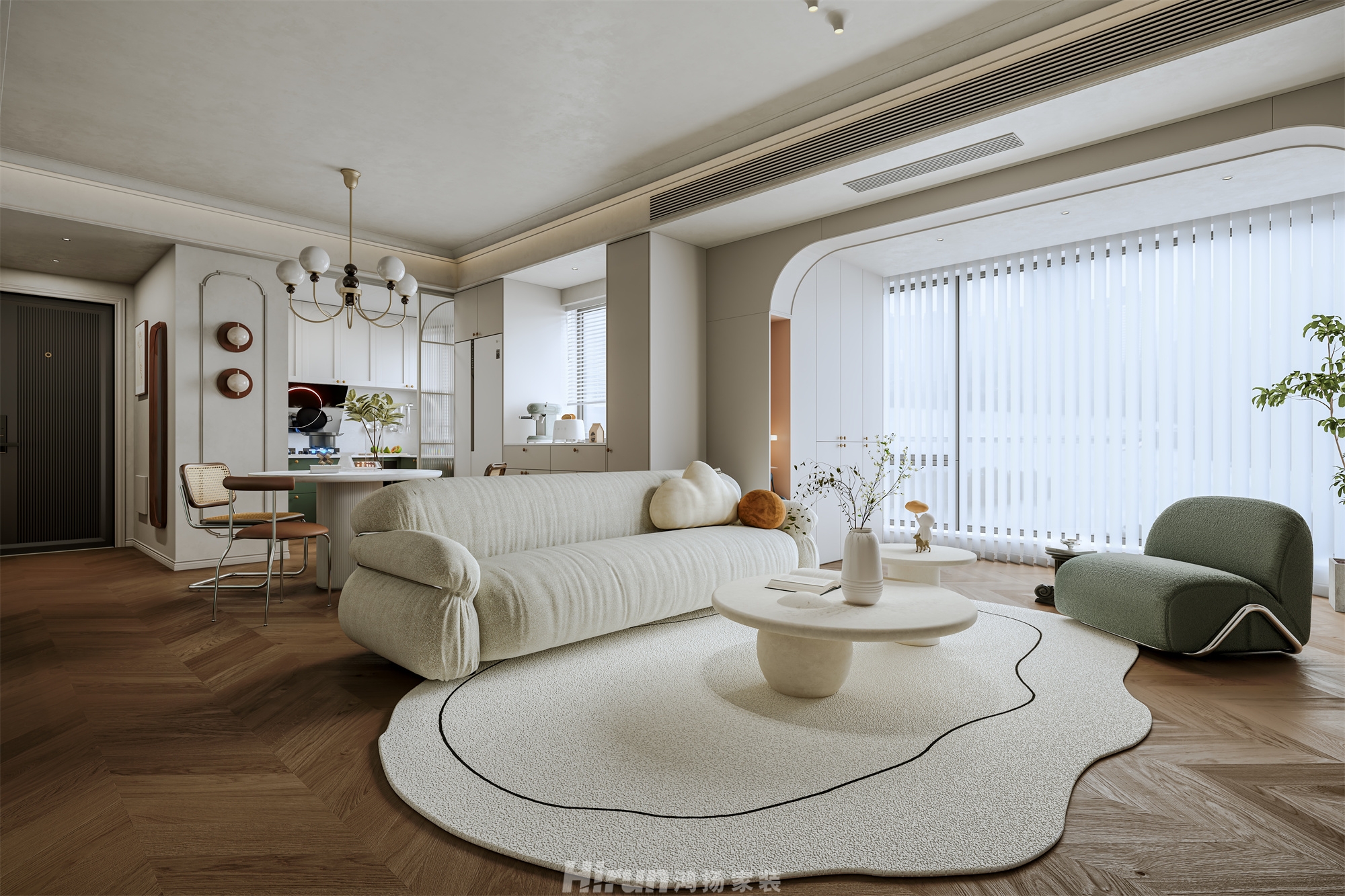 保利大都匯166㎡輕歐簡美四居室 裝修案例效果圖-3