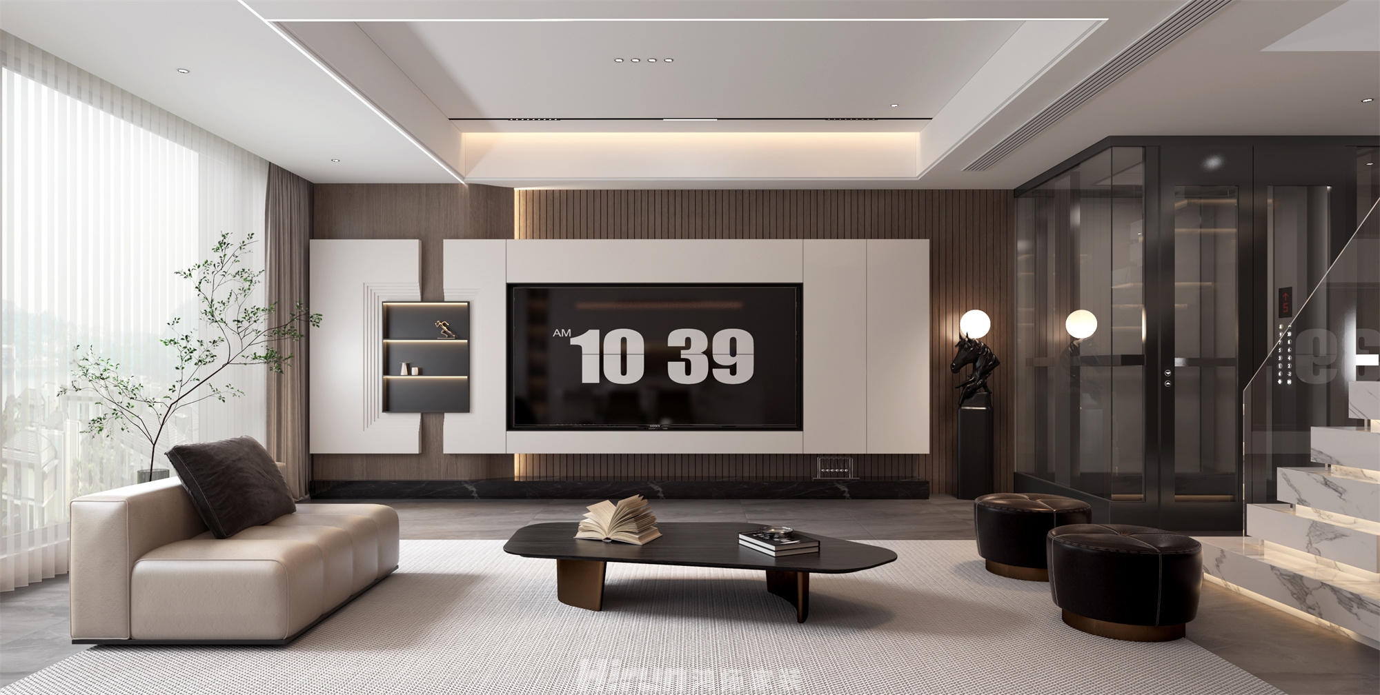 觀山印292㎡雅致現代疊墅 裝修案例效果圖-4