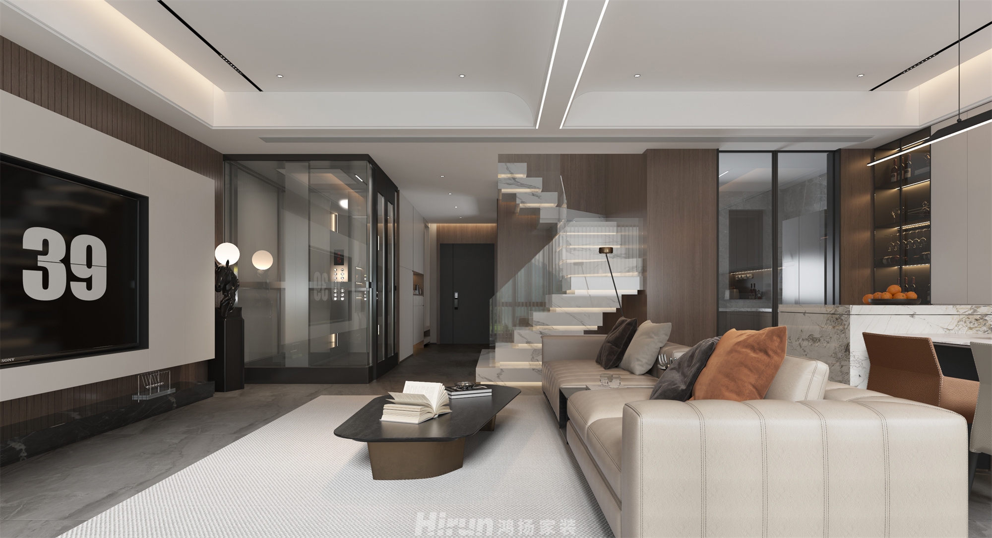 觀山印292㎡雅致現代疊墅 裝修案例效果圖-3