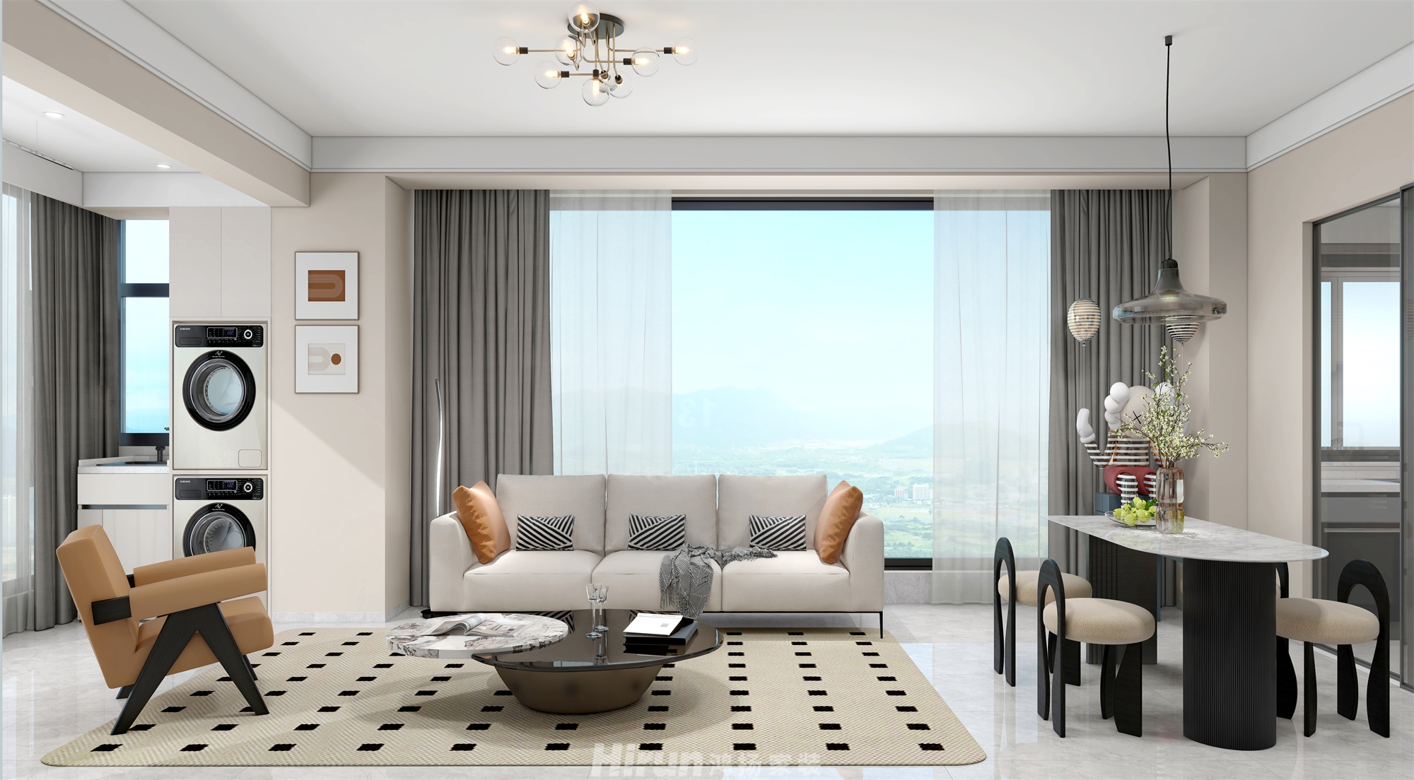 金茂國際社區130㎡優雅繽紛四居室 裝修案例效果圖-2