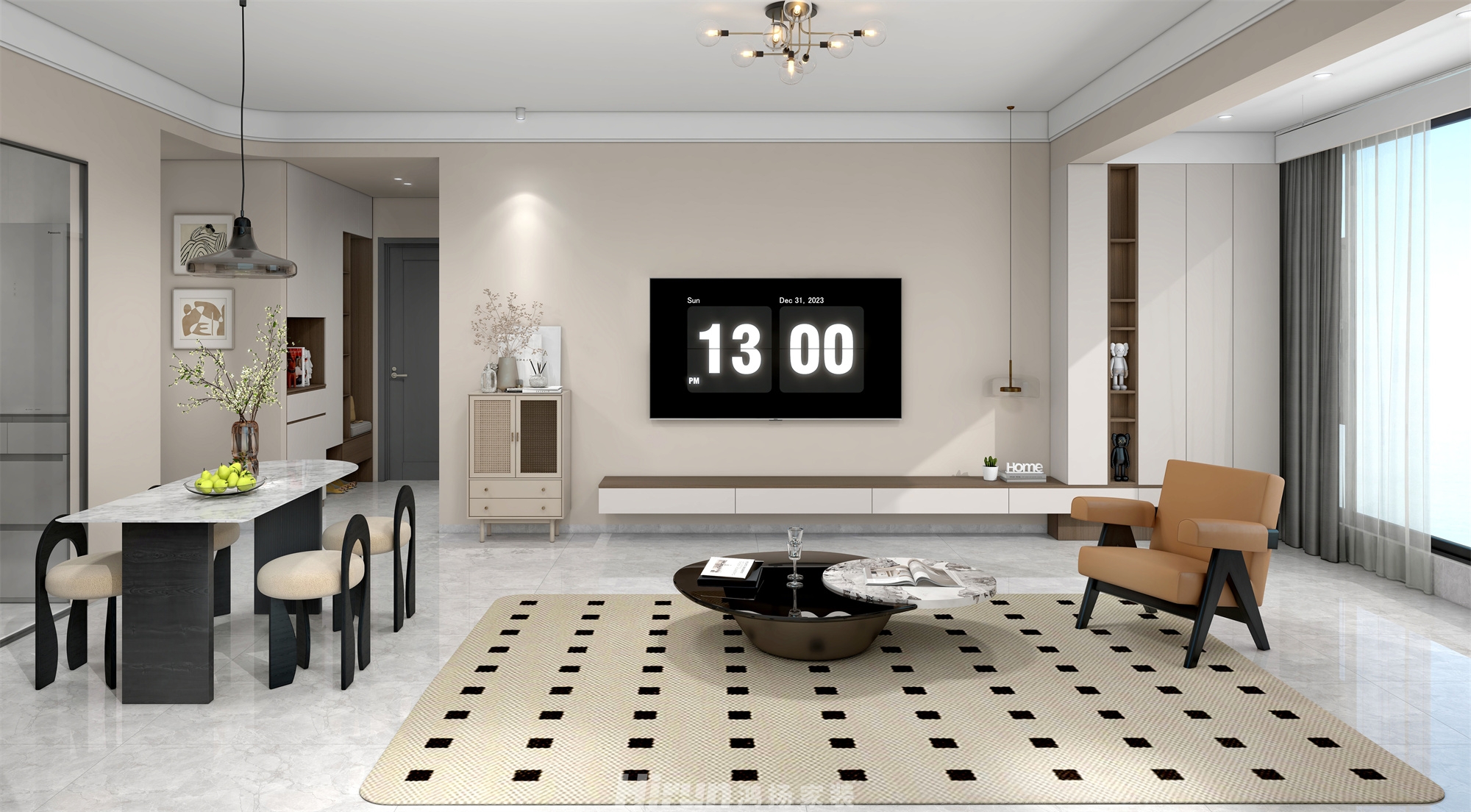 金茂國際社區130㎡優雅繽紛四居室 裝修案例效果圖-3