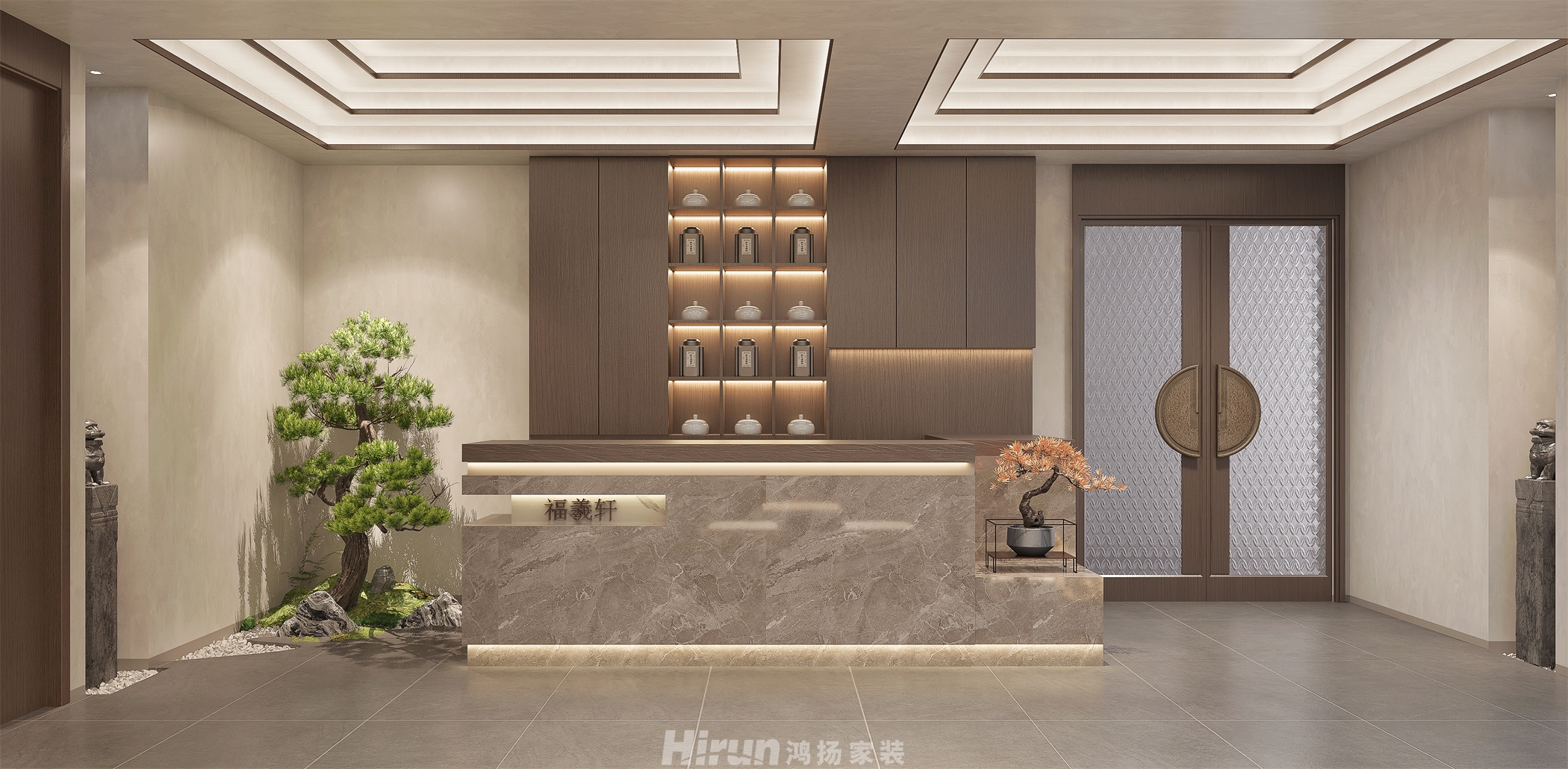 順天御嶺會(huì)所300㎡意境東方別墅 裝修案例效果圖-3