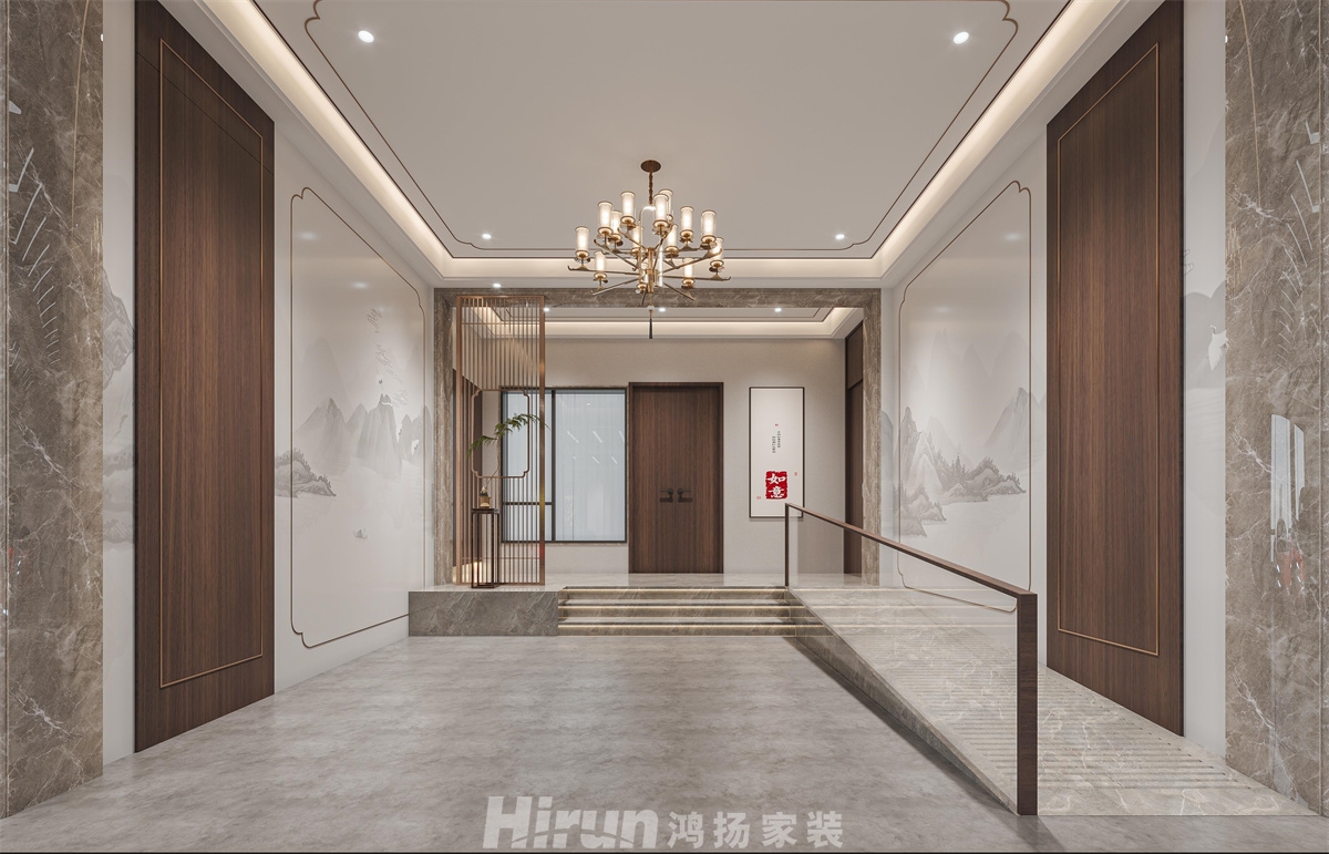 銅官窯自建別墅500㎡寫意木構別墅 裝修案例效果圖-4