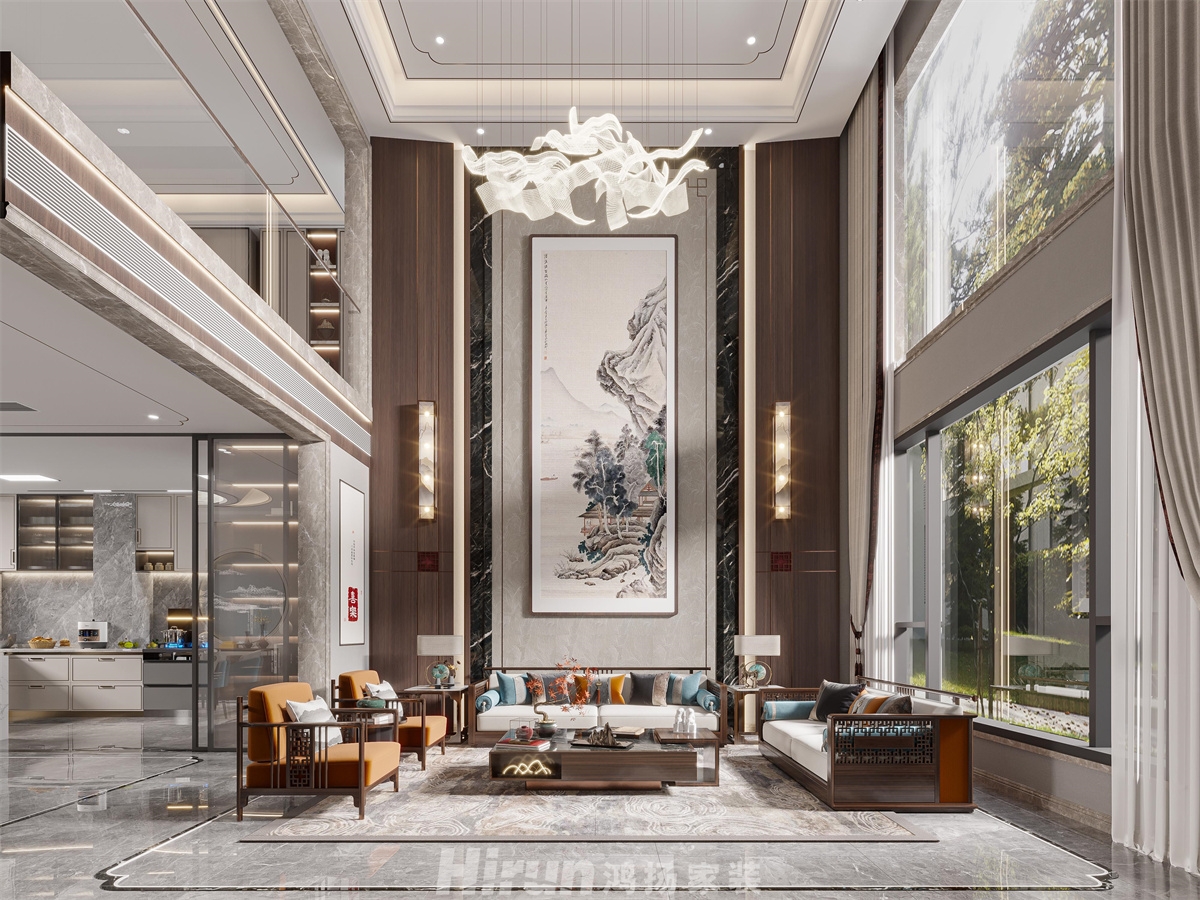 銅官窯自建別墅500㎡寫意木構別墅 裝修案例效果圖-8