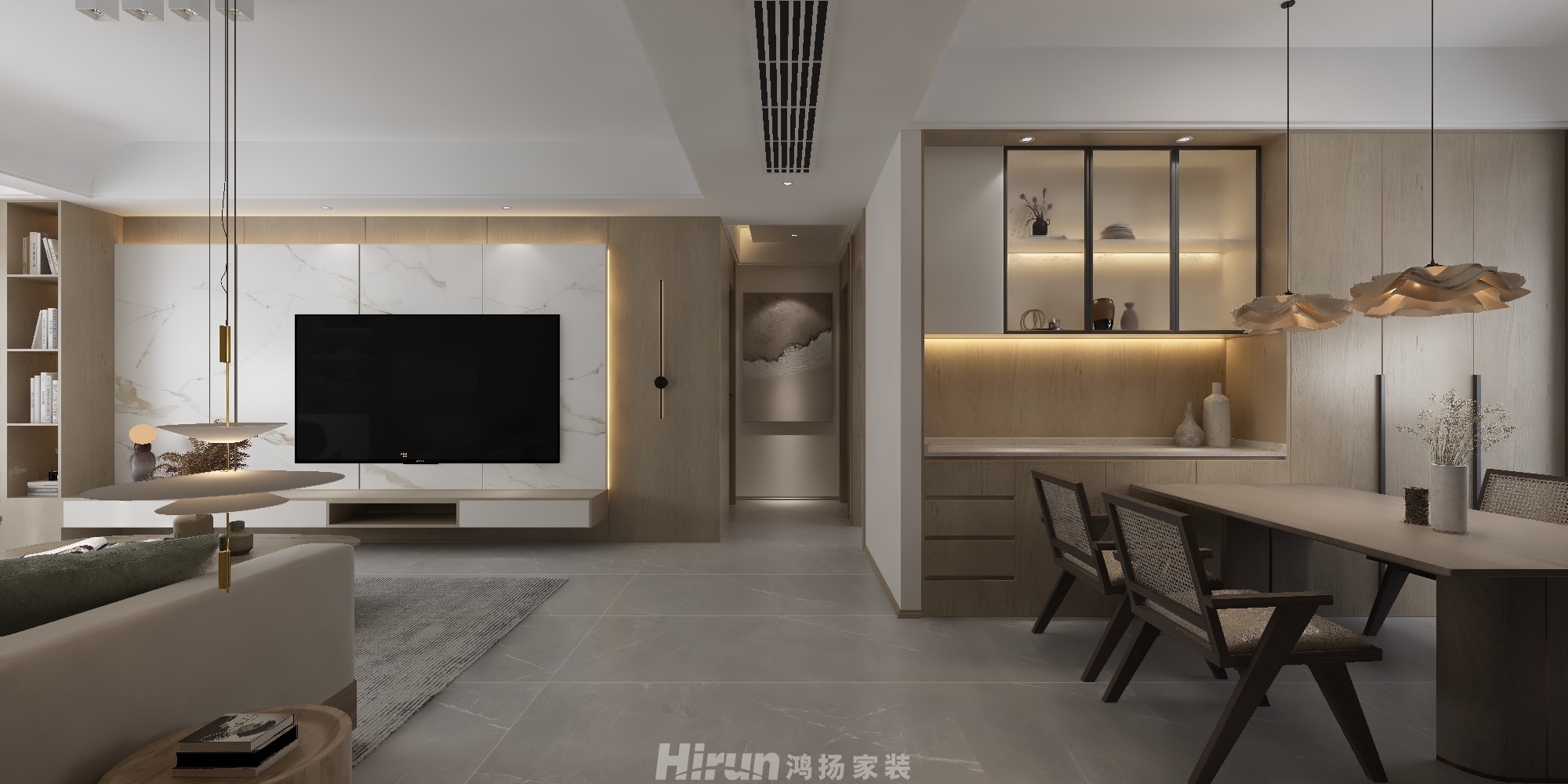 萬樓公館140㎡雅致現(xiàn)代四居室 裝修案例效果圖-5