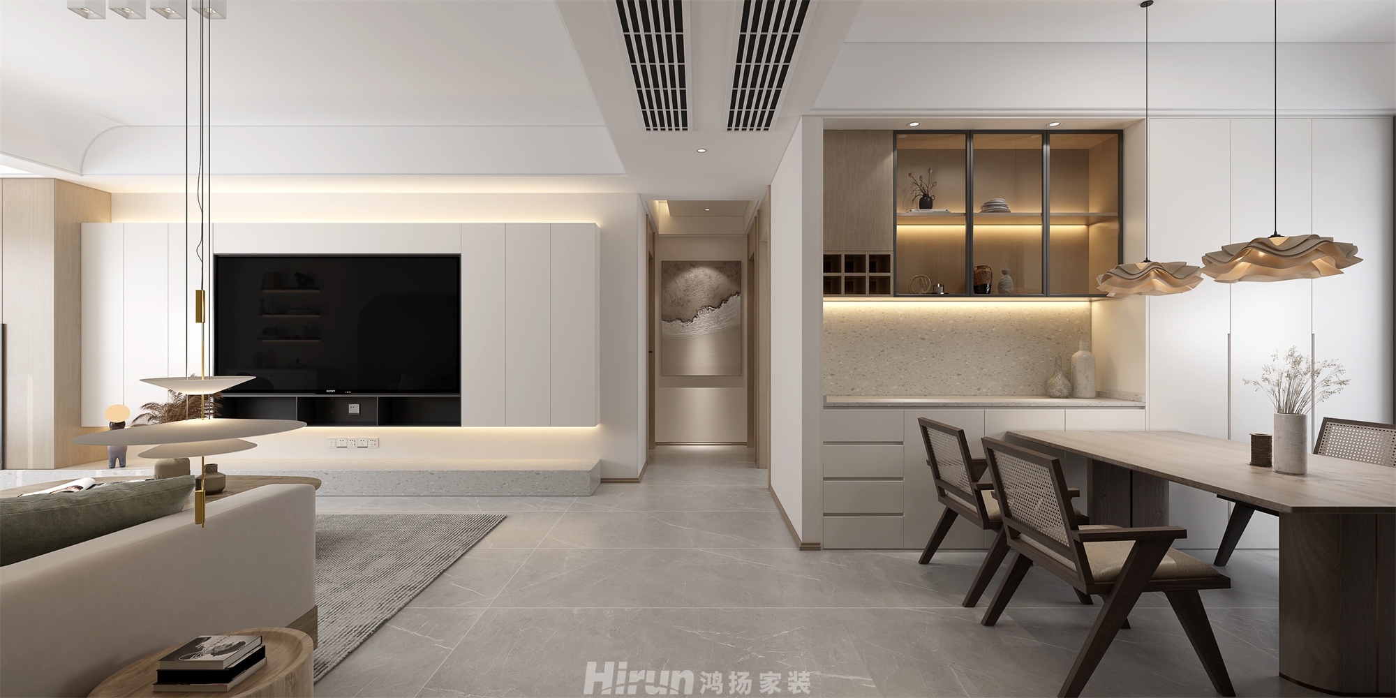 萬樓公館140㎡雅致現(xiàn)代四居室 裝修案例效果圖-3