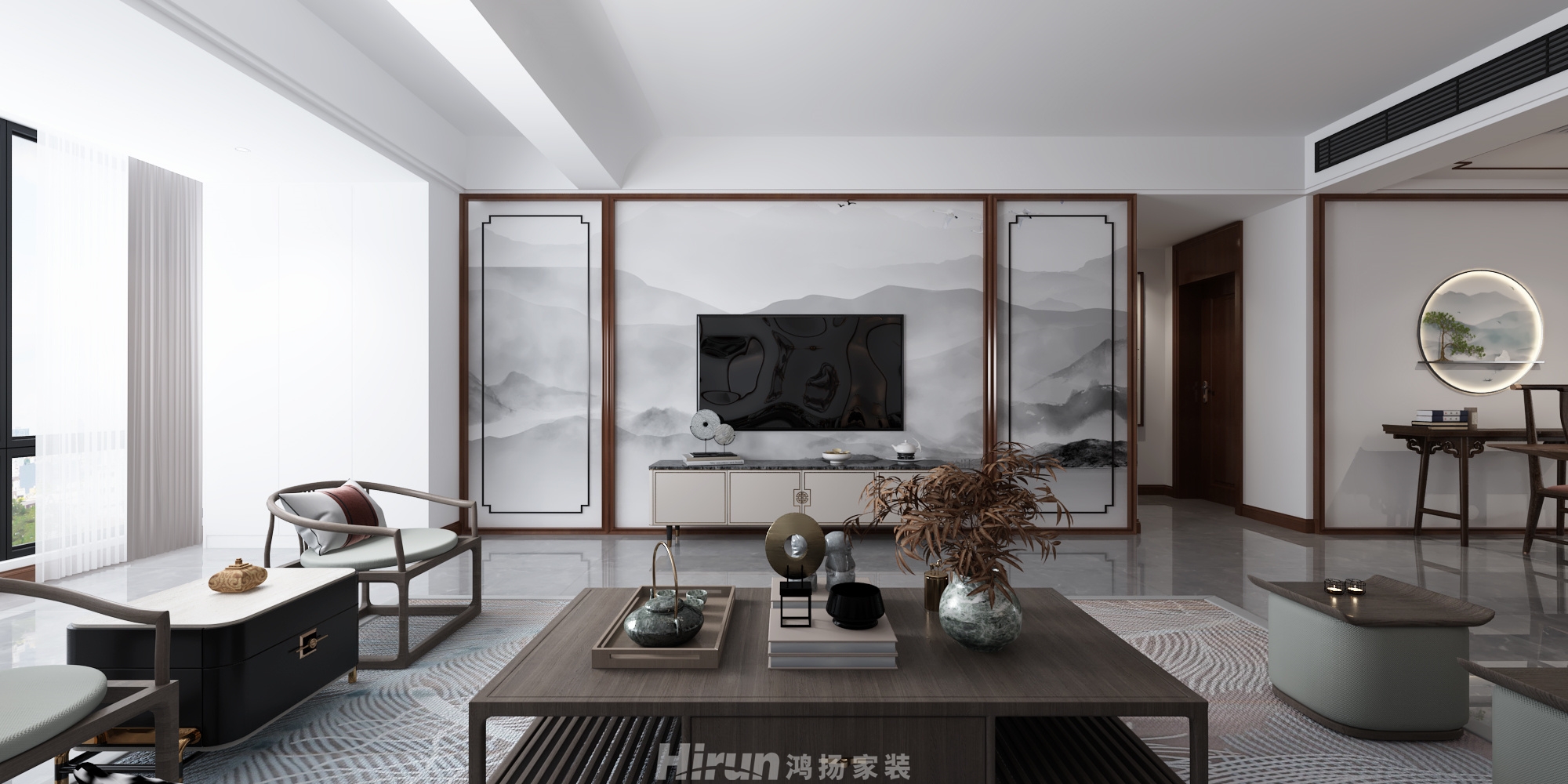 美居樂瓏庭210㎡復(fù)合寫意大平層 裝修案例效果圖-3