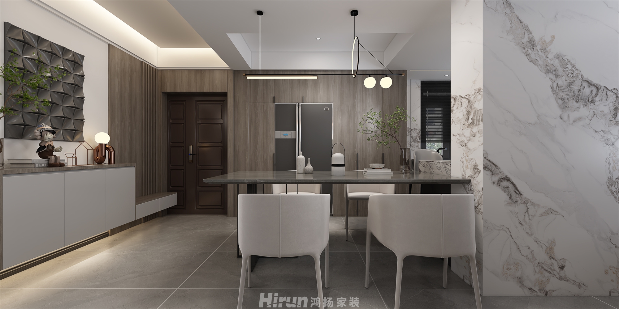 金芙蓉160㎡雅致現代四居室 裝修案例效果圖-3