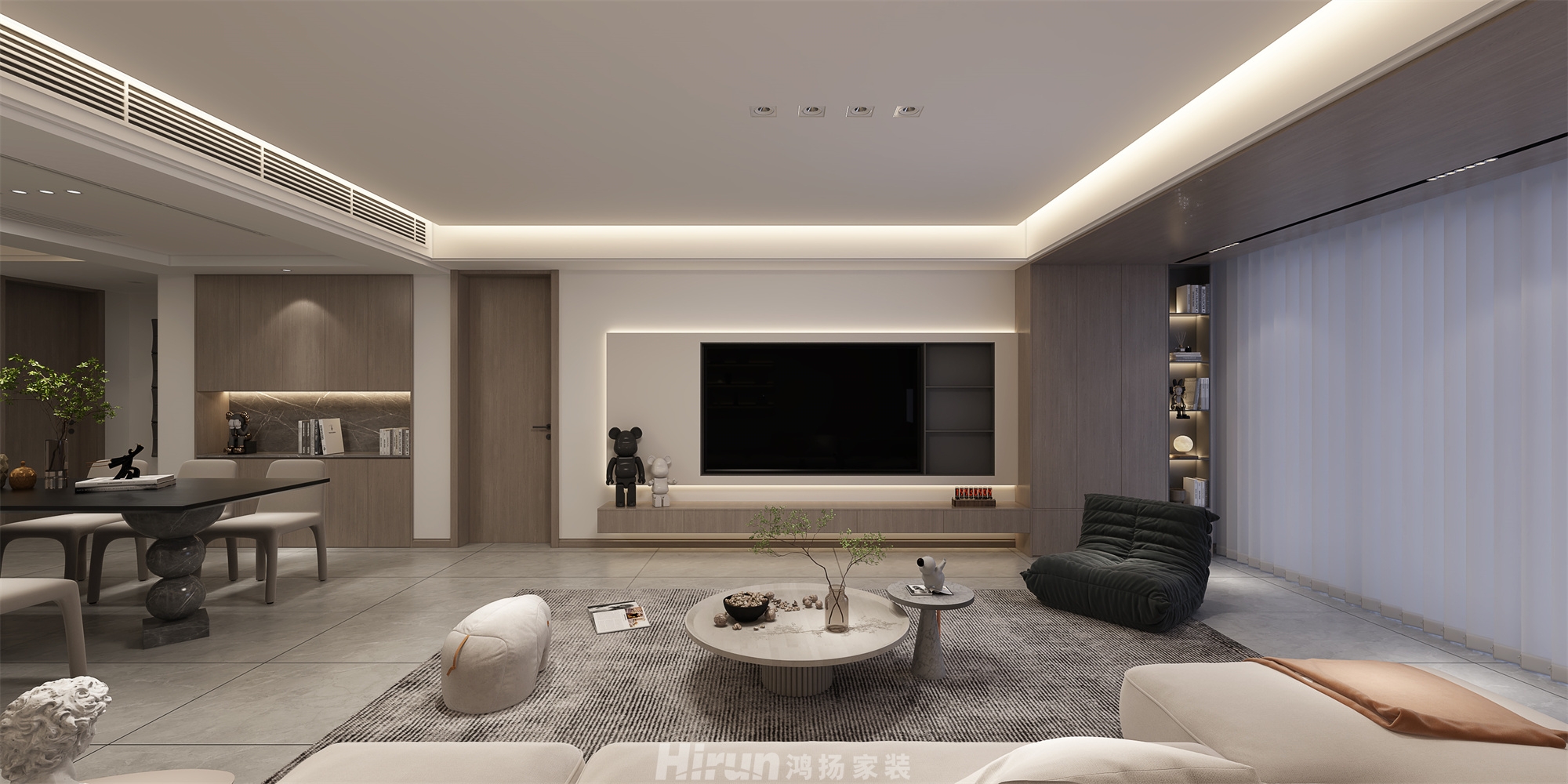 美居樂瓏庭180㎡雅致現(xiàn)代四居室 裝修案例效果圖-2