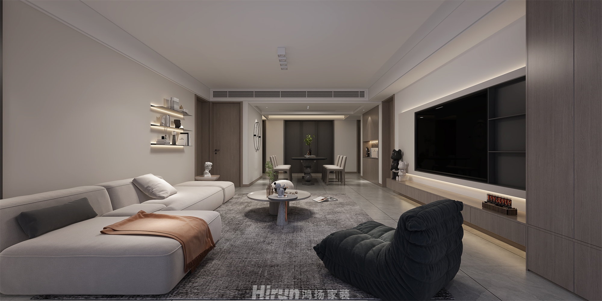 美居樂瓏庭180㎡雅致現(xiàn)代四居室 裝修案例效果圖-1