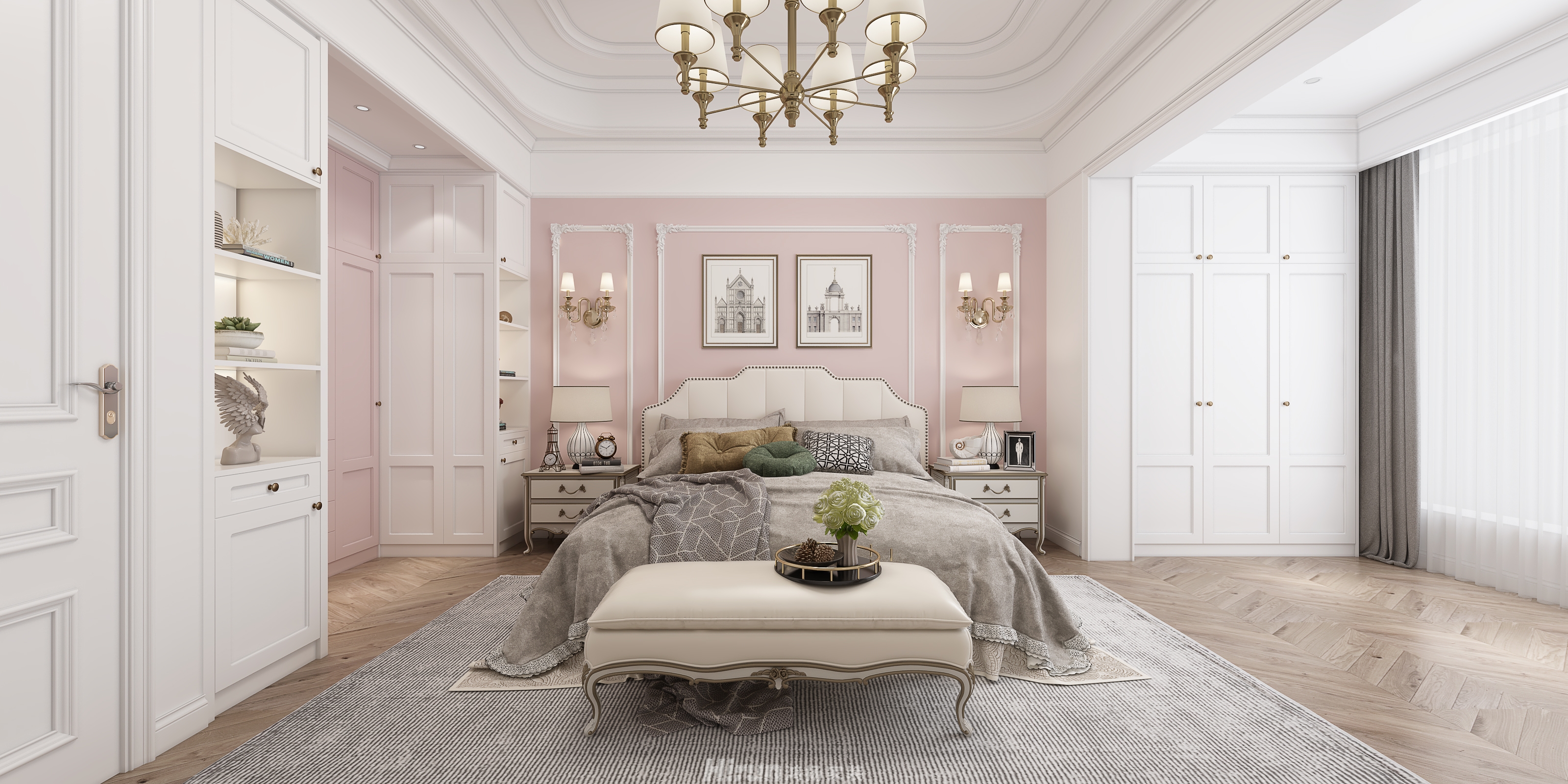 華容山水苑360㎡歐美香頌別墅 裝修案例效果圖-4