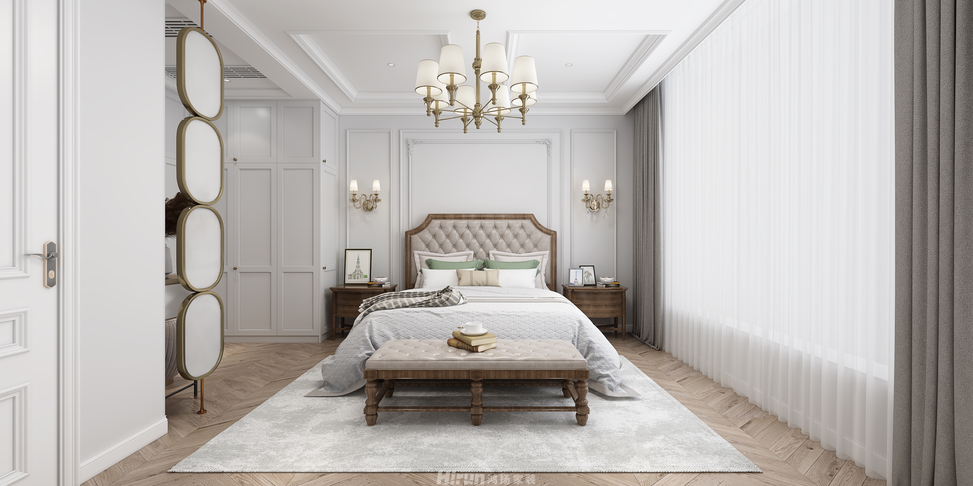 華容山水苑360㎡歐美香頌別墅 裝修案例效果圖-6