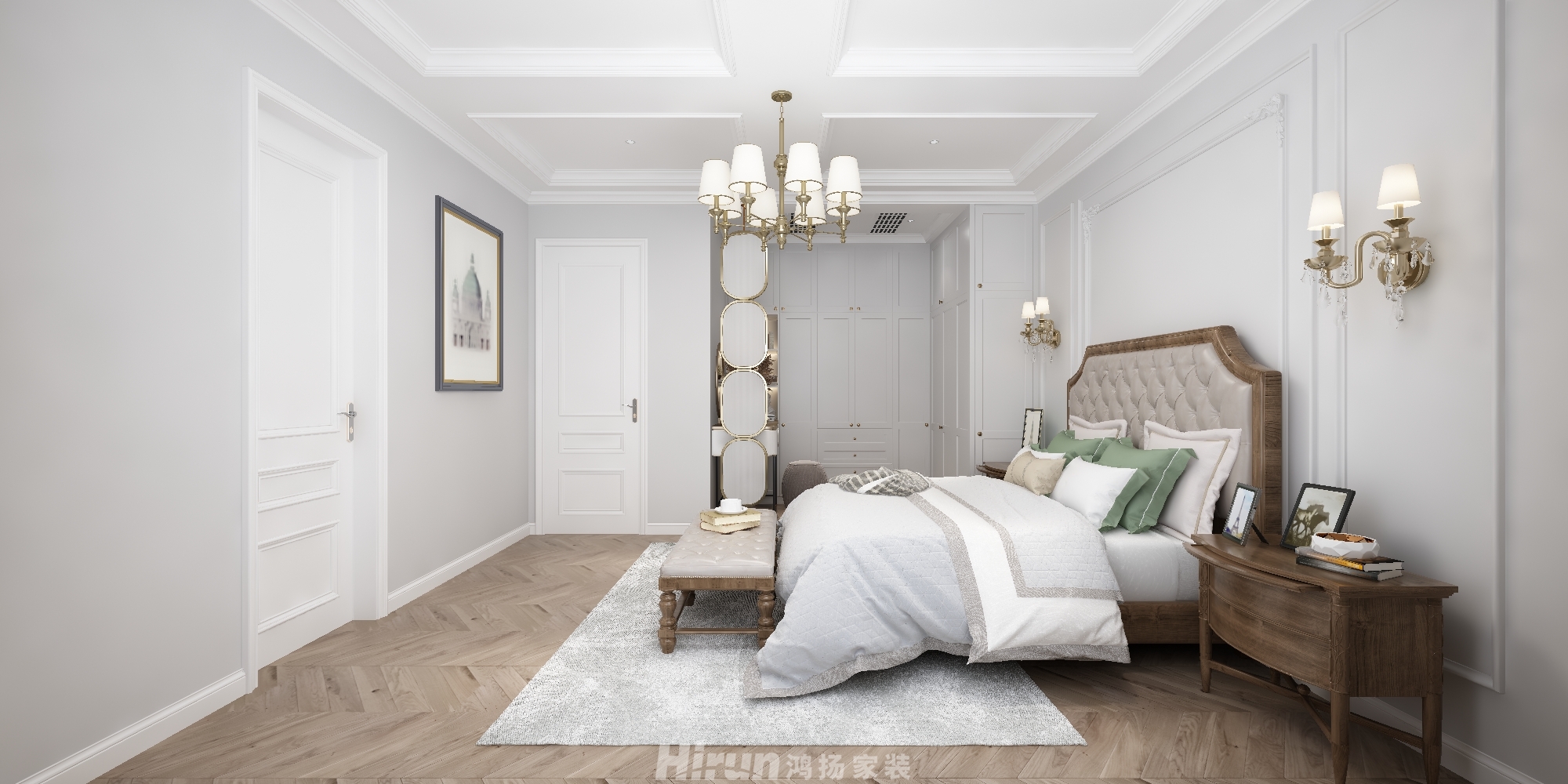 華容山水苑360㎡歐美香頌別墅 裝修案例效果圖-3