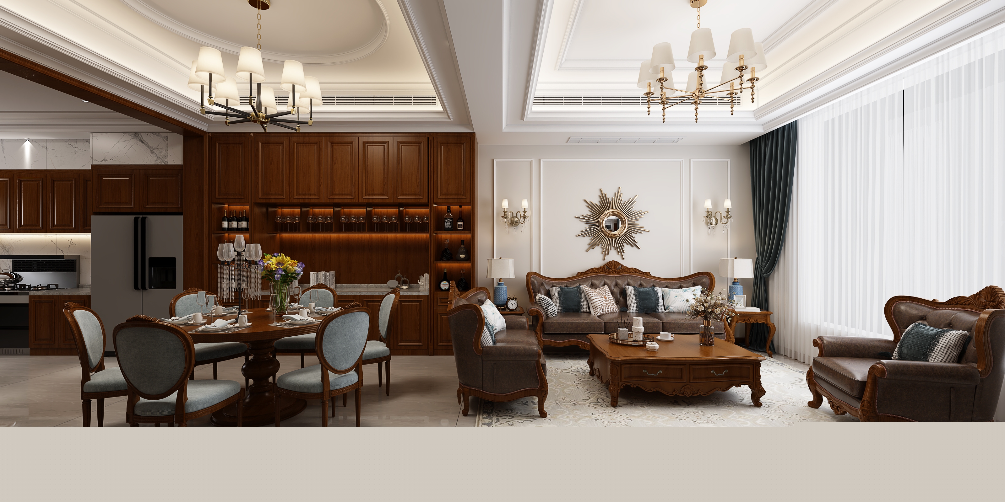 華容山水苑360㎡歐美香頌別墅 裝修案例效果圖-5