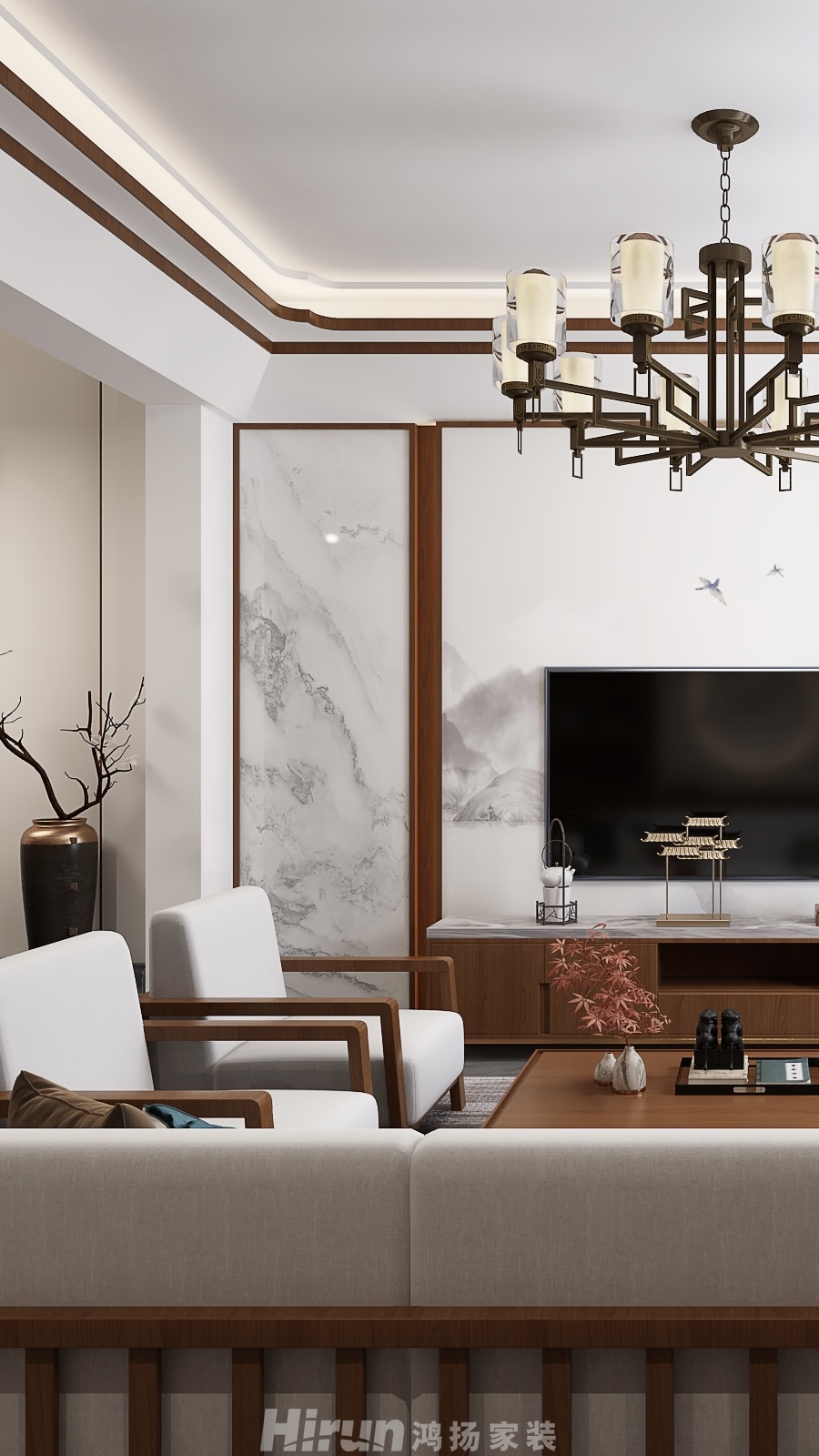 萬境水岸380㎡復合寫意別墅 裝修案例效果圖-2