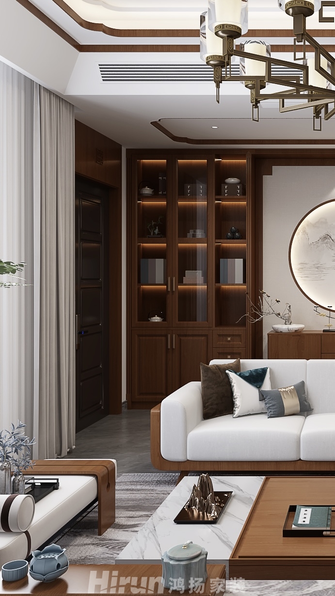 萬境水岸380㎡復合寫意別墅 裝修案例效果圖-1