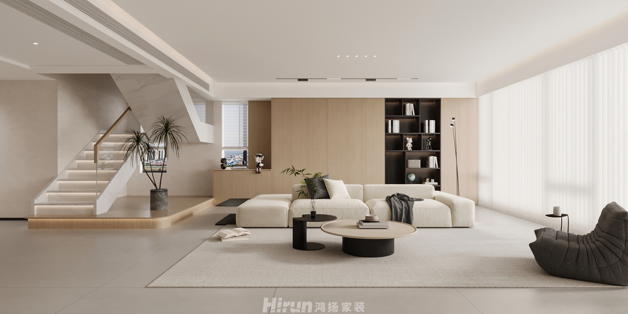 觀湘云頂210㎡雅致現代四居室 裝修案例效果圖-3