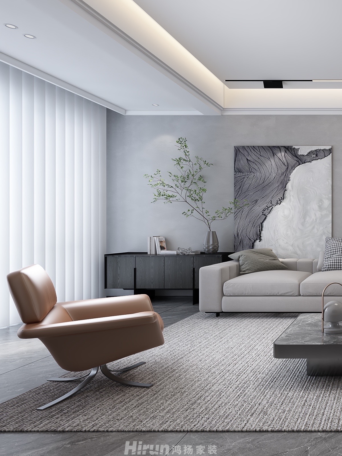 時代公館180㎡雅致現代四居室 裝修案例效果圖-3