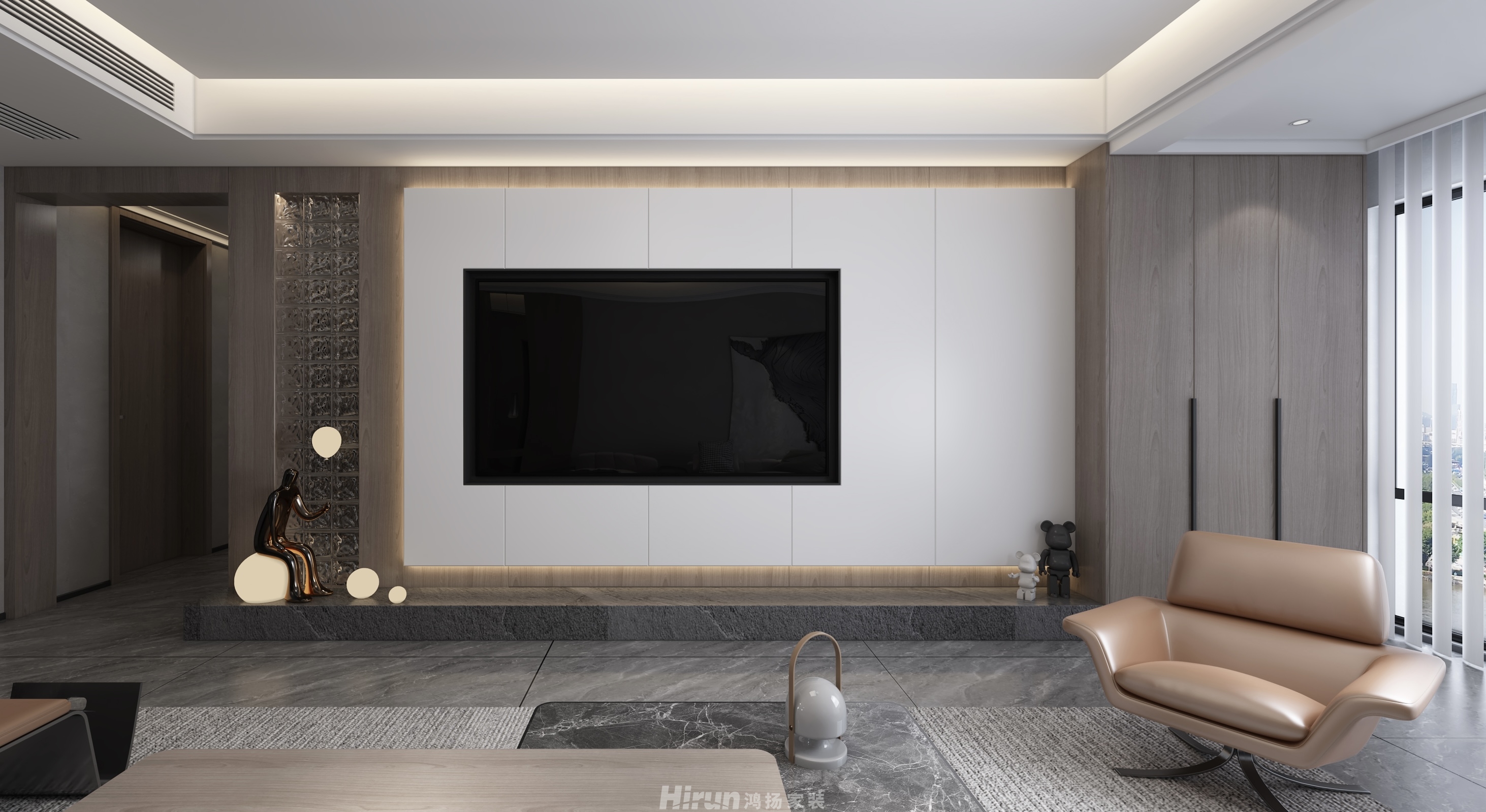 時代公館180㎡雅致現代四居室 裝修案例效果圖-4